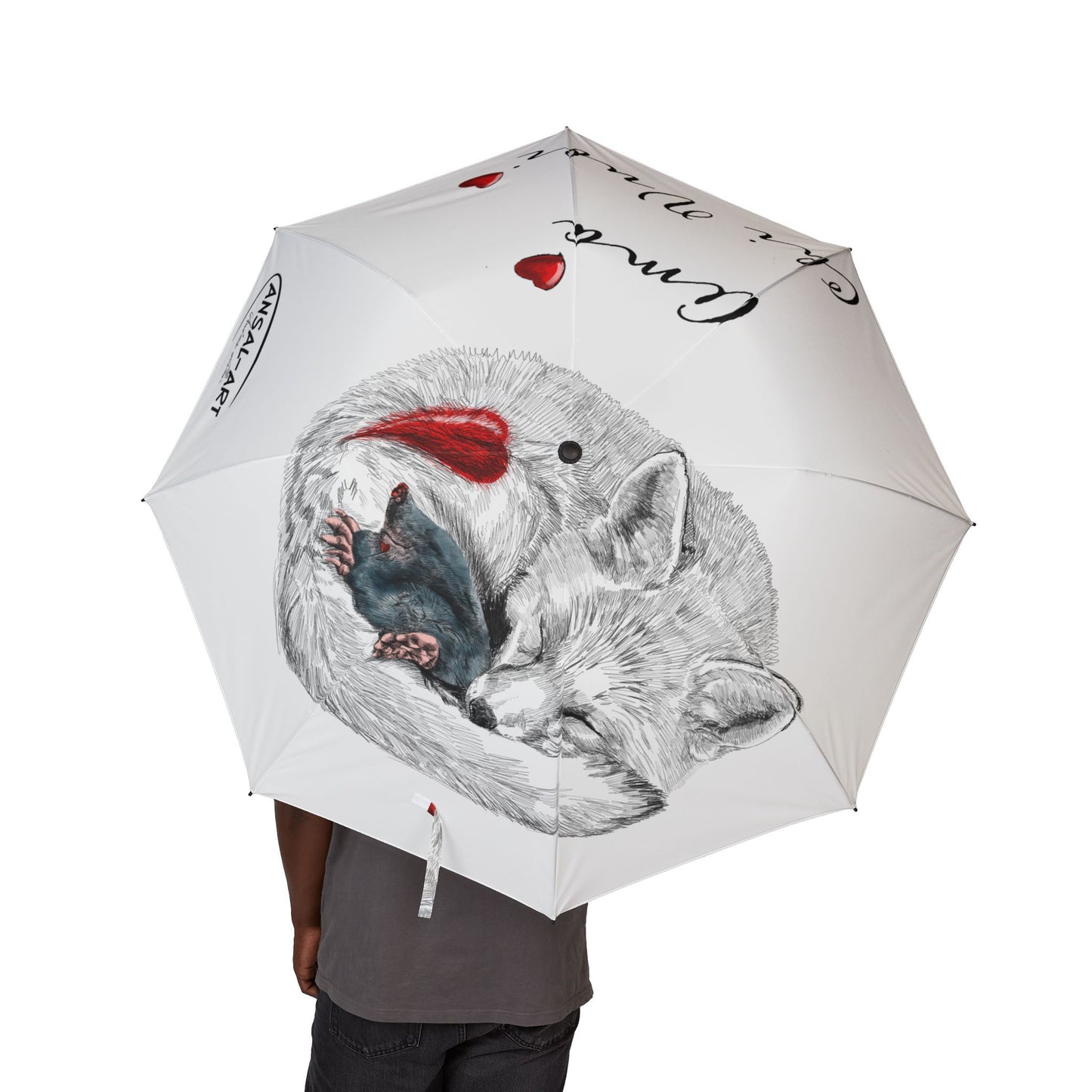 volpe Romantic Alpaca Foldable Umbrella — "Ama Chi Vuoi" Heart Design