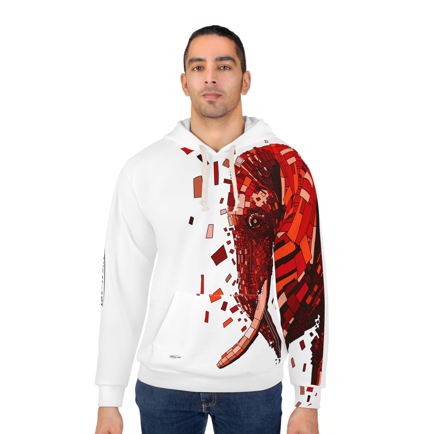 Elephant white -Unisex Pullover Hoodie (AOP)
