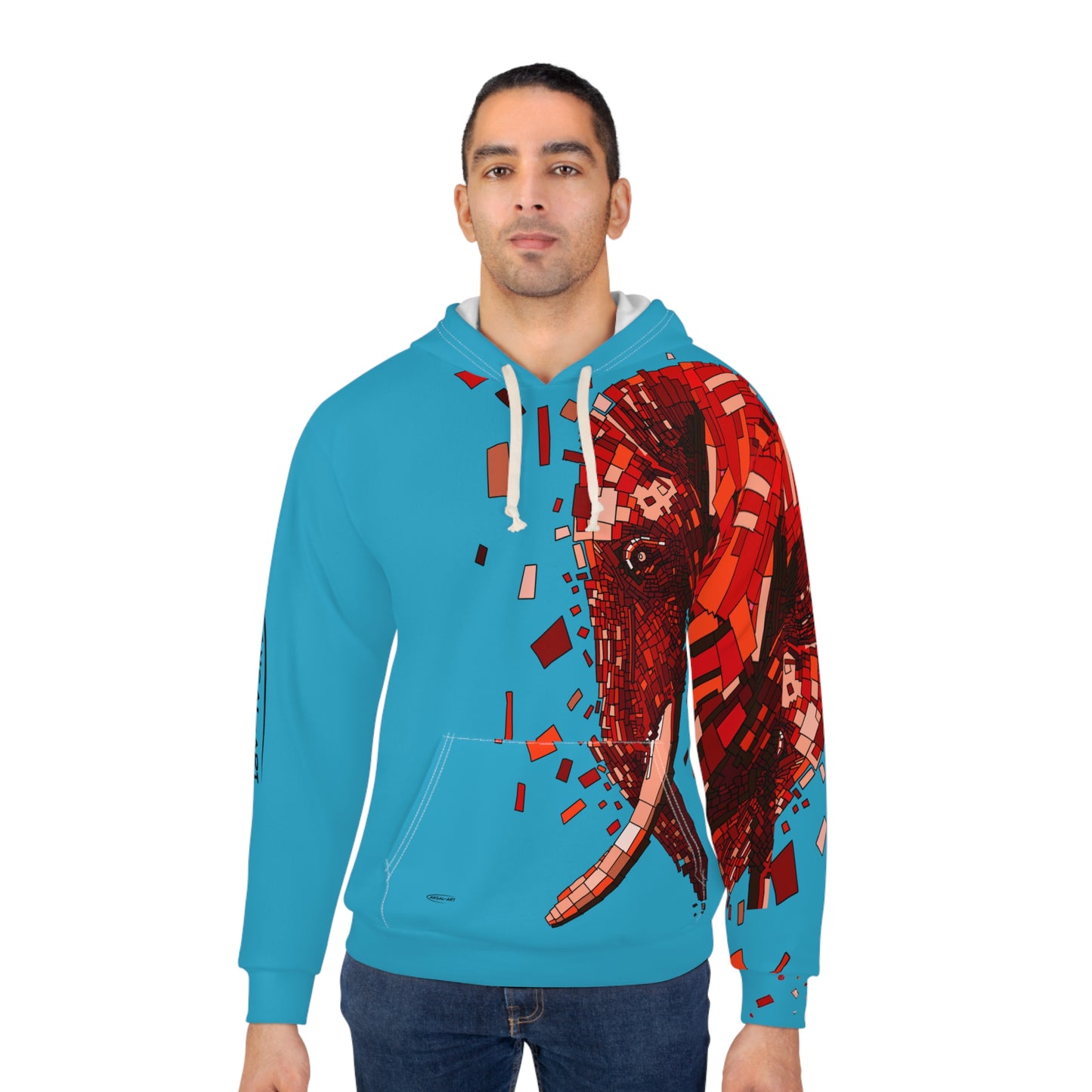 Elephant blue-Unisex Pullover Hoodie (AOP)