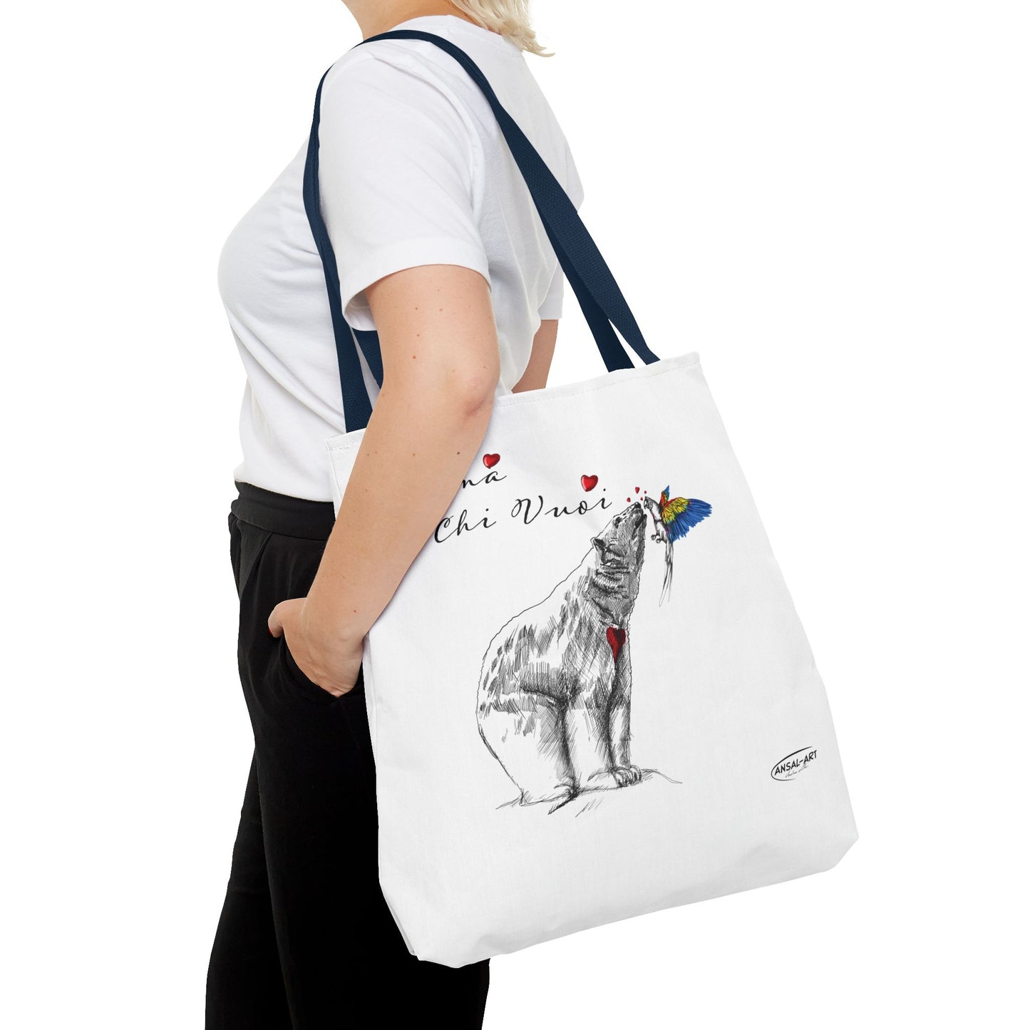 Orso e Pappagallo-Borsa tote giraffa stravagante - Design "Ama Chi Vuoi" per gli amanti degli animali