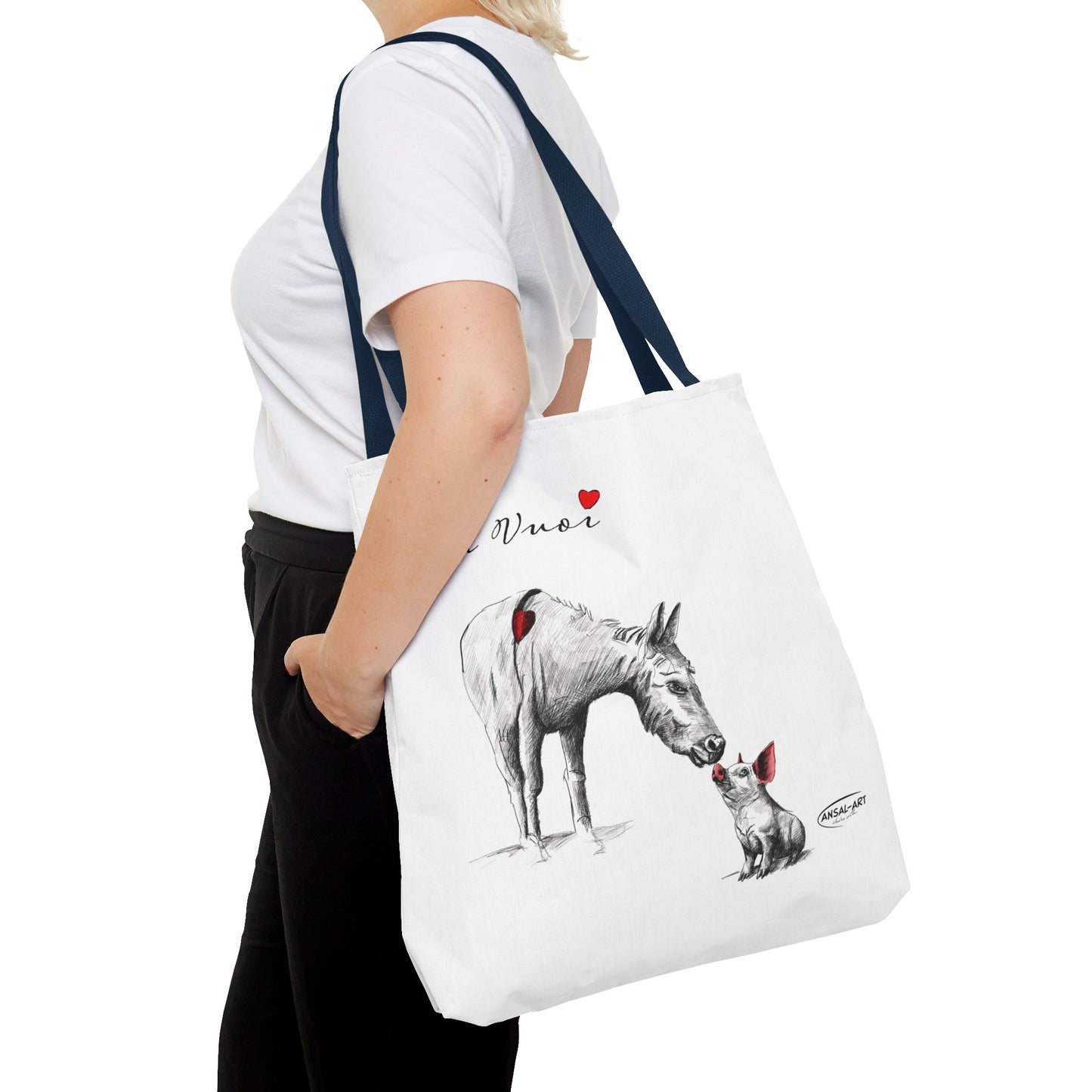 Asinello e maialino 2-Borsa tote giraffa stravagante - Design "Ama Chi Vuoi" per gli amanti degli animali