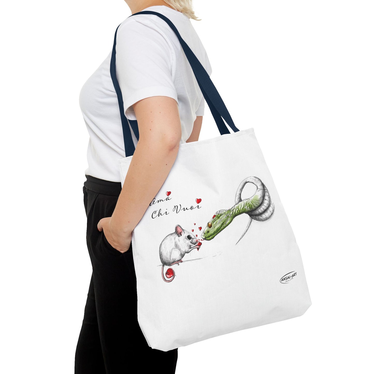 Serpente e topo-Borsa tote giraffa stravagante - Design "Ama Chi Vuoi" per gli amanti degli animali