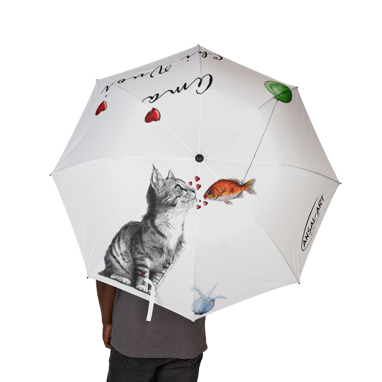 gatto Romantic Alpaca Foldable Umbrella — "Ama Chi Vuoi" Heart Design