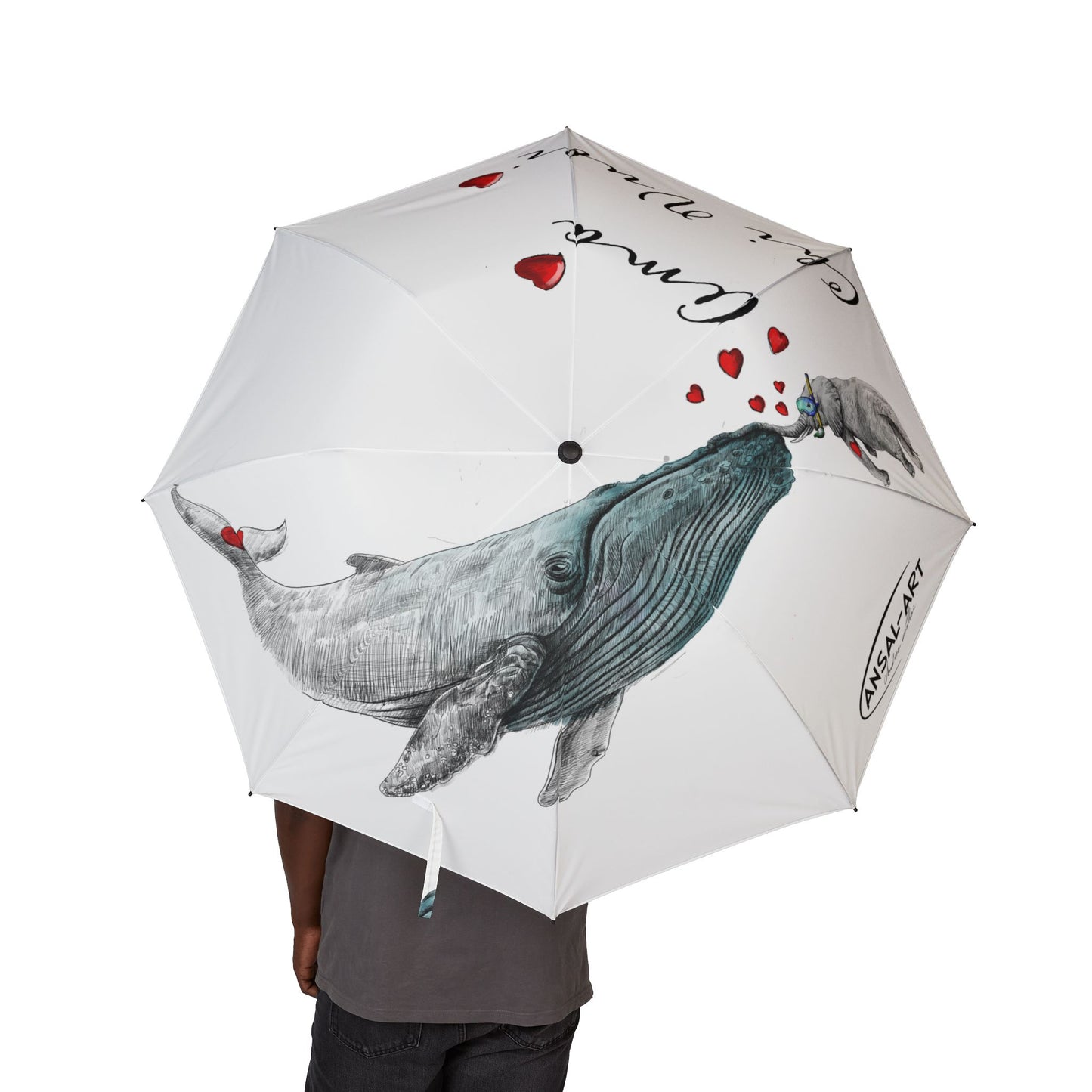 balena Romantic Alpaca Foldable Umbrella — "Ama Chi Vuoi" Heart Design