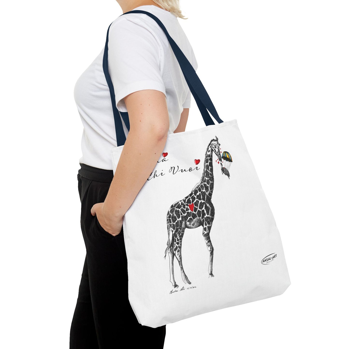 giraffa e tartaruga-Borsa tote giraffa stravagante - Design "Ama Chi Vuoi" per gli amanti degli animali