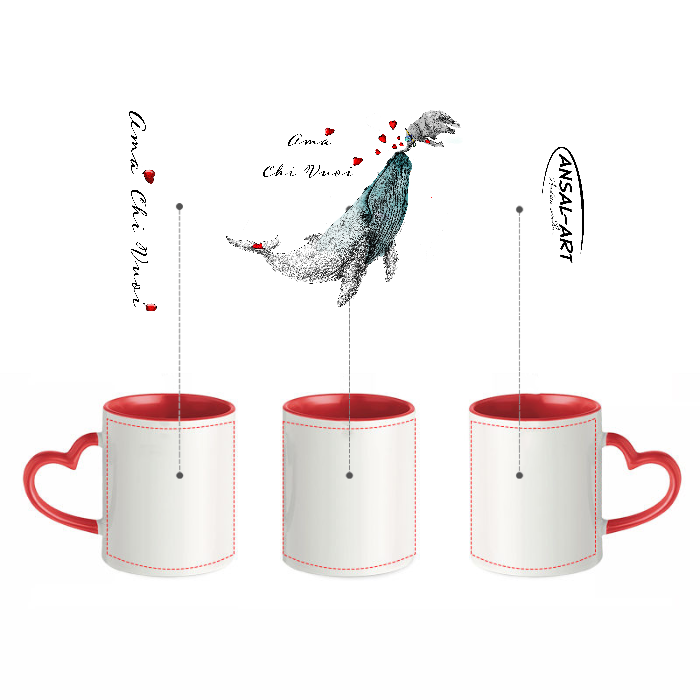 Ama chi vuoi balena 1, tazza in ceramica