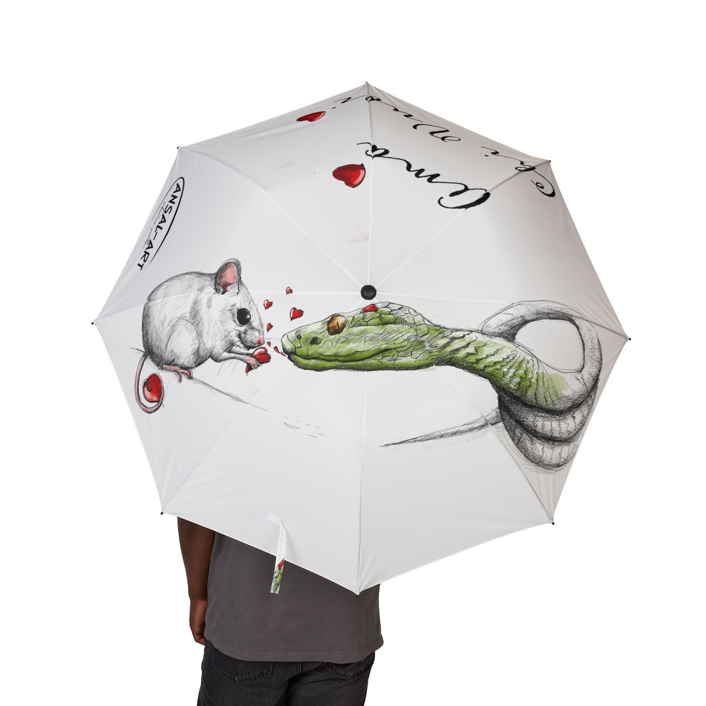 topo Romantic Alpaca Foldable Umbrella — "Amo Chi Vuoi" Heart Design
