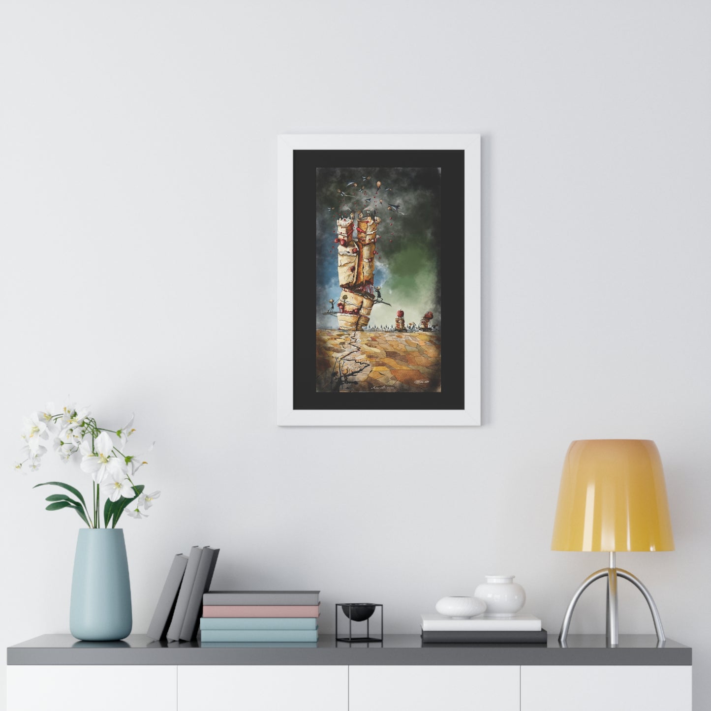 Framed Vertical Poster- guerra e mangia