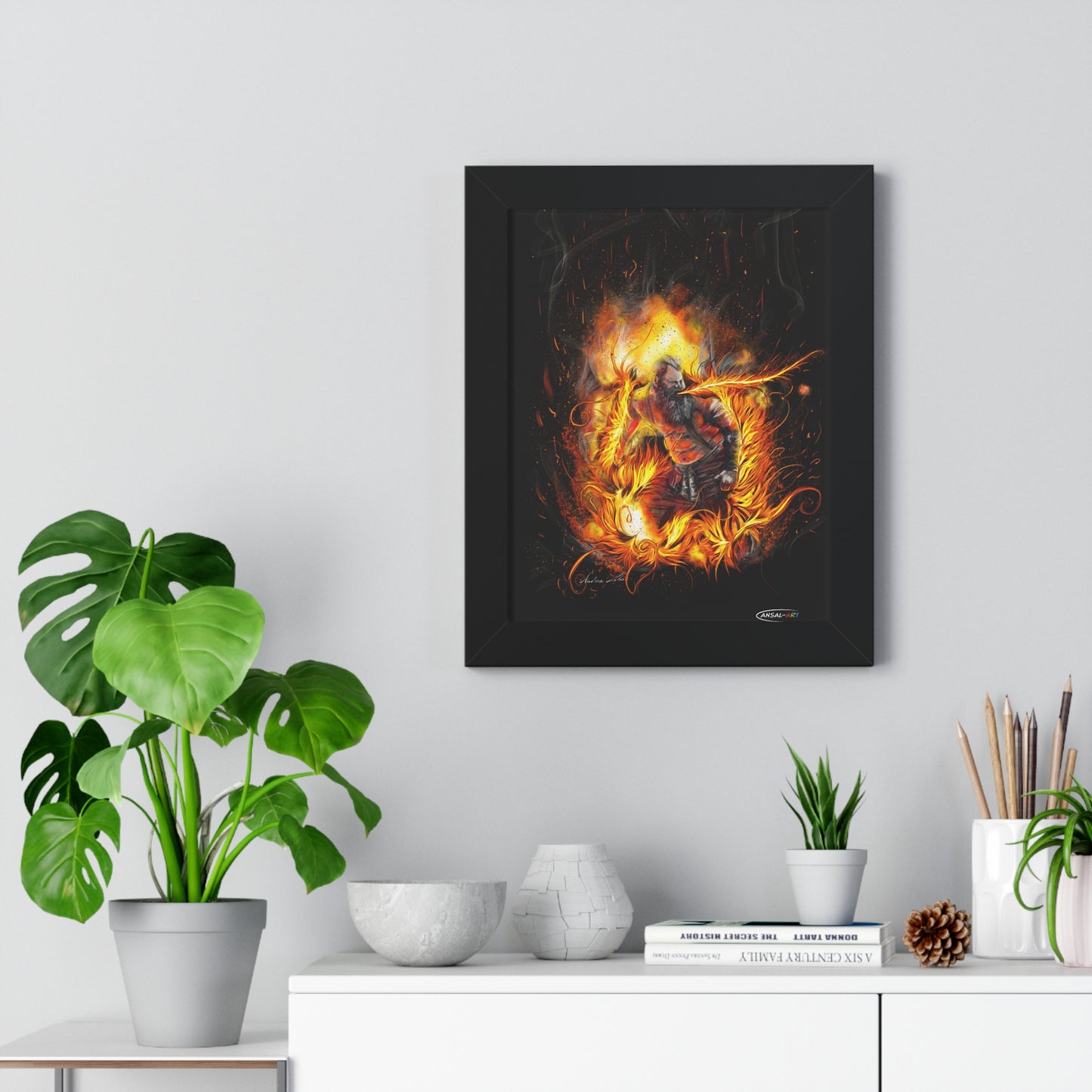 Framed Vertical Poster- mangiafuoco 2