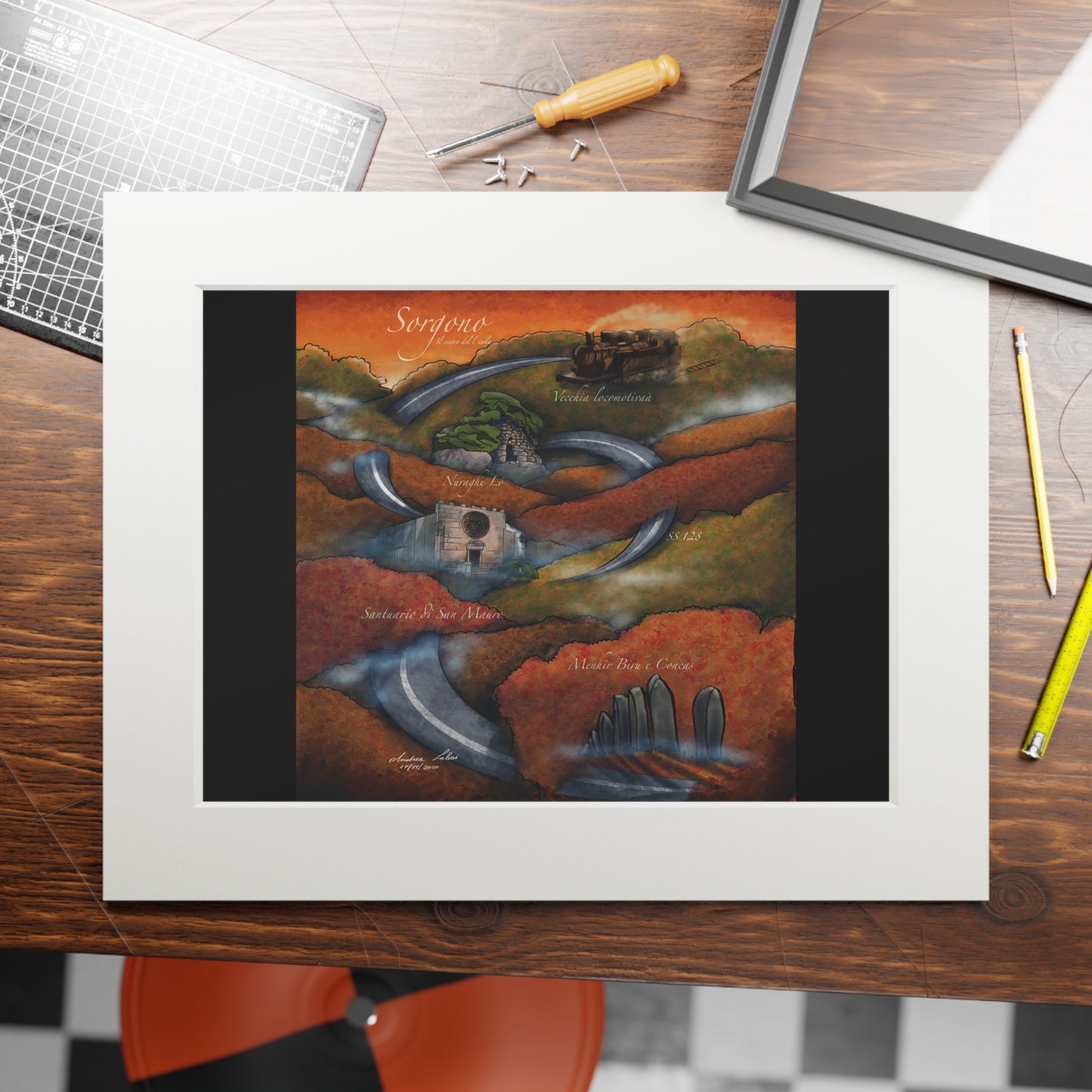 Sorgono, Fine Art Prints (Passepartout Paper Frame)