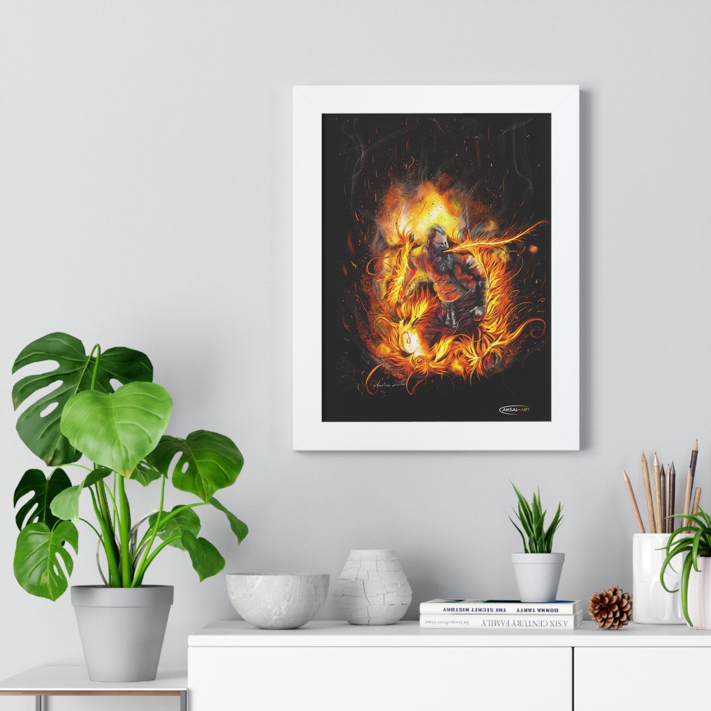 Framed Vertical Poster- mangiafuoco 2