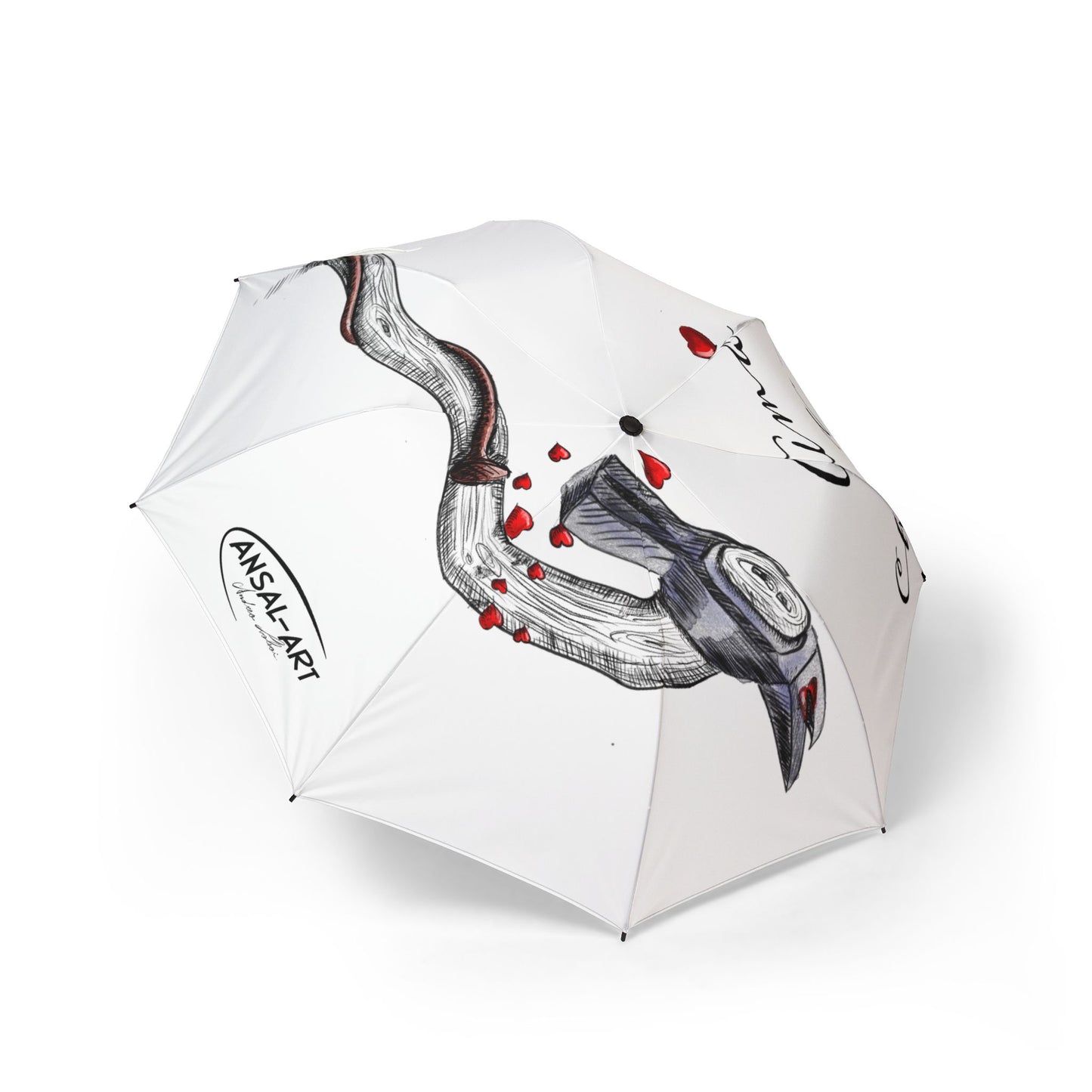 martello Ombrello pieghevole in alpaca romantico — "Amo Chi Vuoi" Heart Design