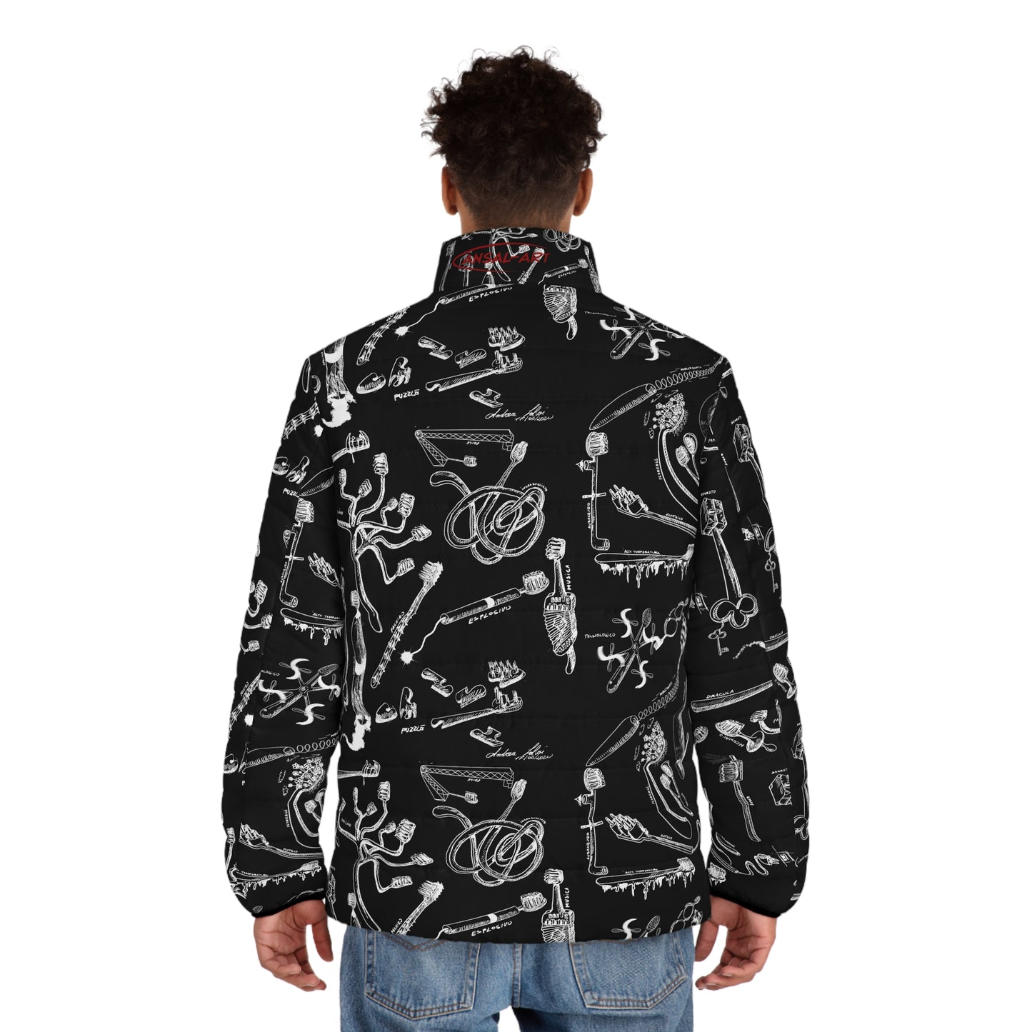 Colorful Men's Puffer Jacket, AOP Jacket for Adventurers, Artistic Winter Coat, Unique Gift for Art Lovers, Trendy Outerwear for Every [...]