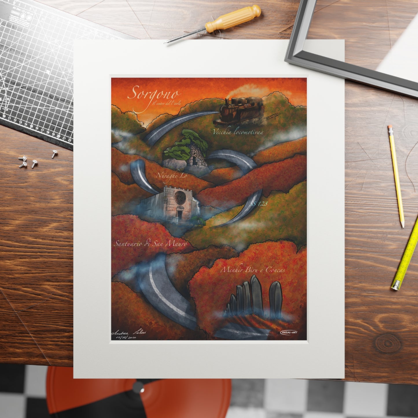 Sorgono, Fine Art Prints (Passepartout Paper Frame)