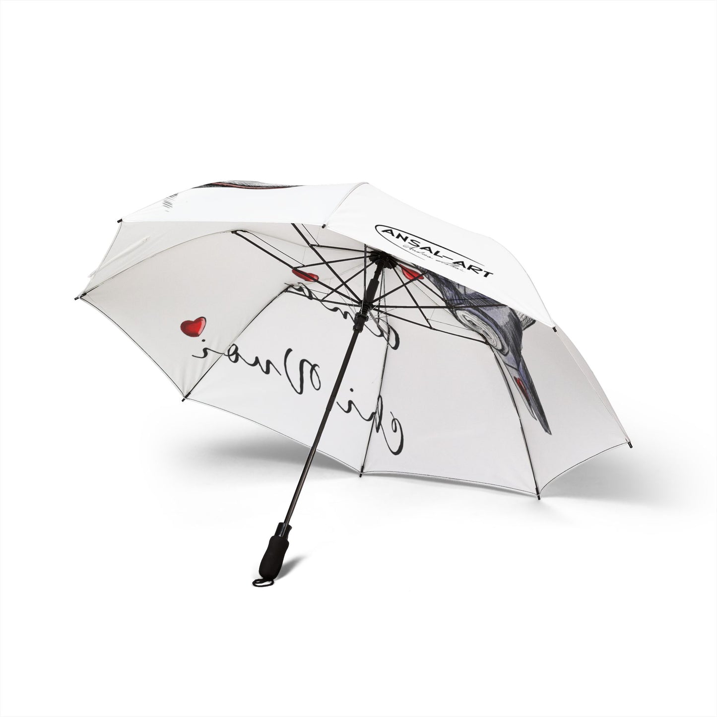 martello Ombrello pieghevole in alpaca romantico — "Amo Chi Vuoi" Heart Design