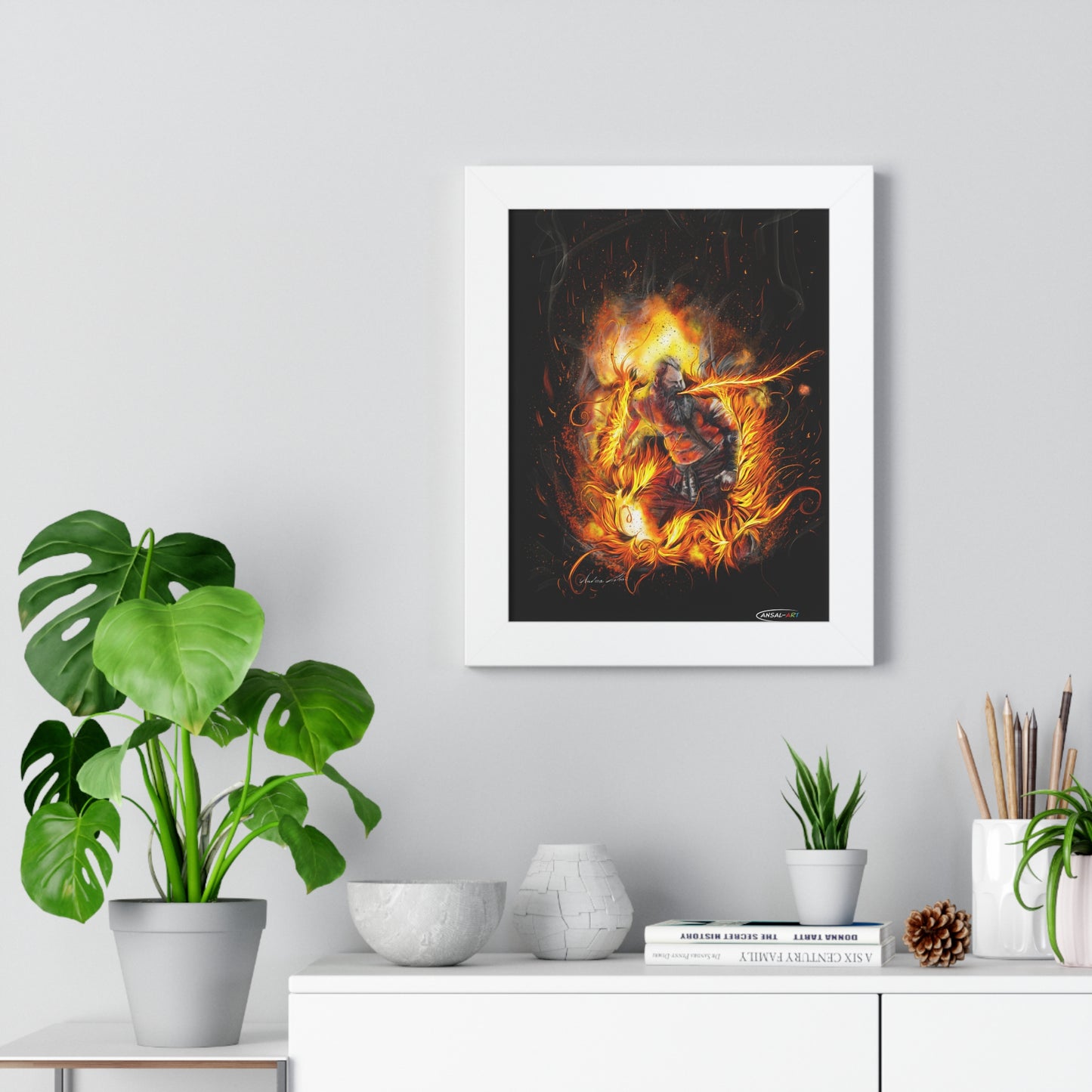 Framed Vertical Poster- mangiafuoco 2