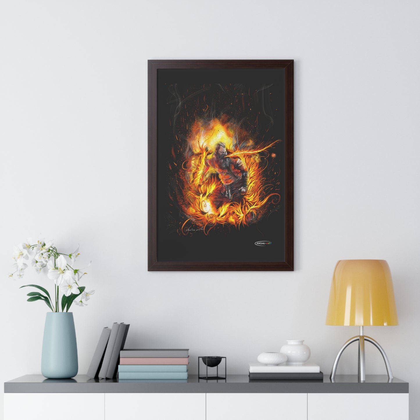 Framed Vertical Poster- mangiafuoco 2