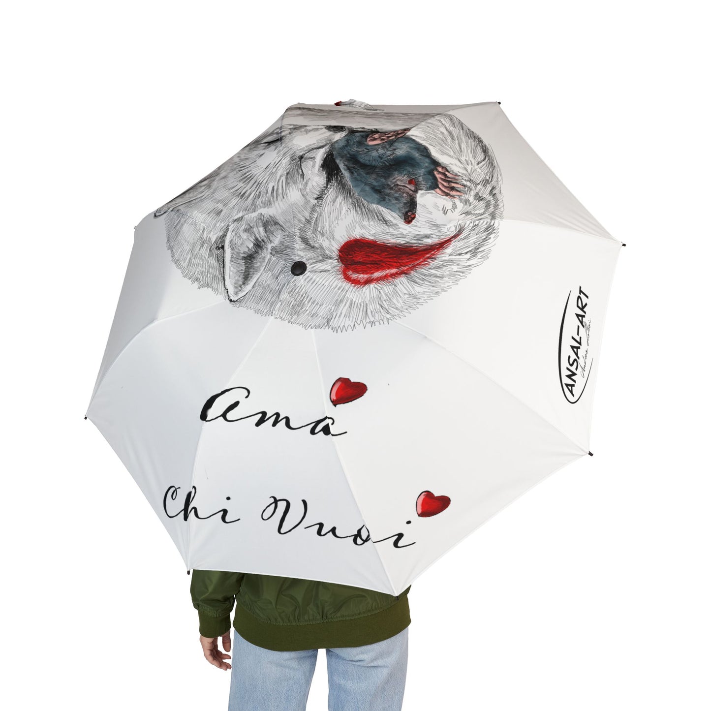 volpe Romantic Alpaca Foldable Umbrella — "Ama Chi Vuoi" Heart Design