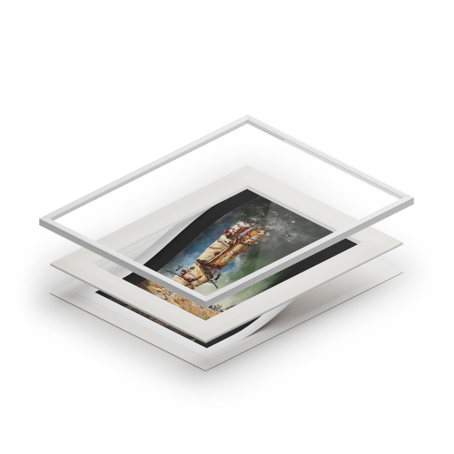 Guerra e mangia Fine Art Prints (Passepartout Paper Frame)-