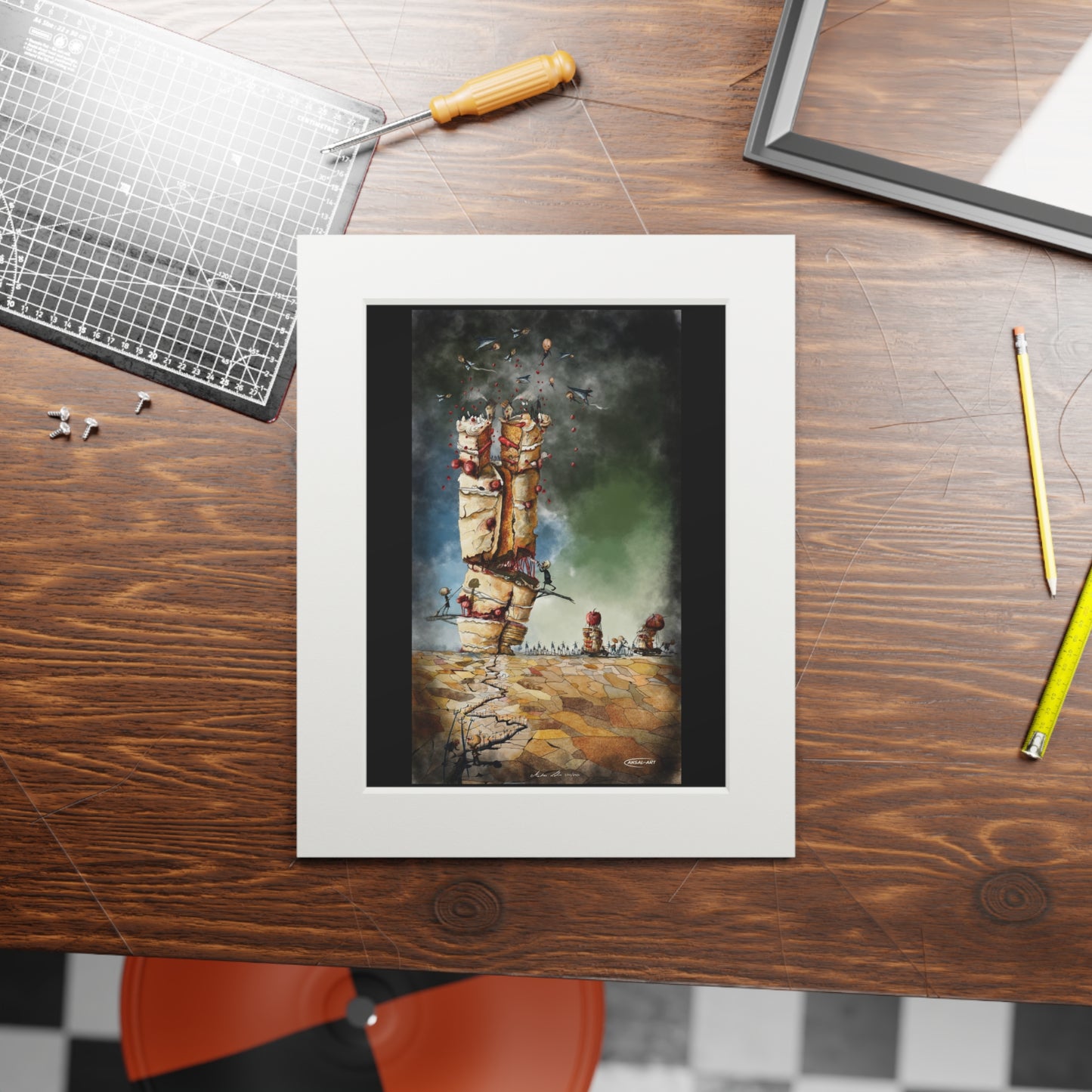 Guerra e mangia Fine Art Prints (Passepartout Paper Frame)-