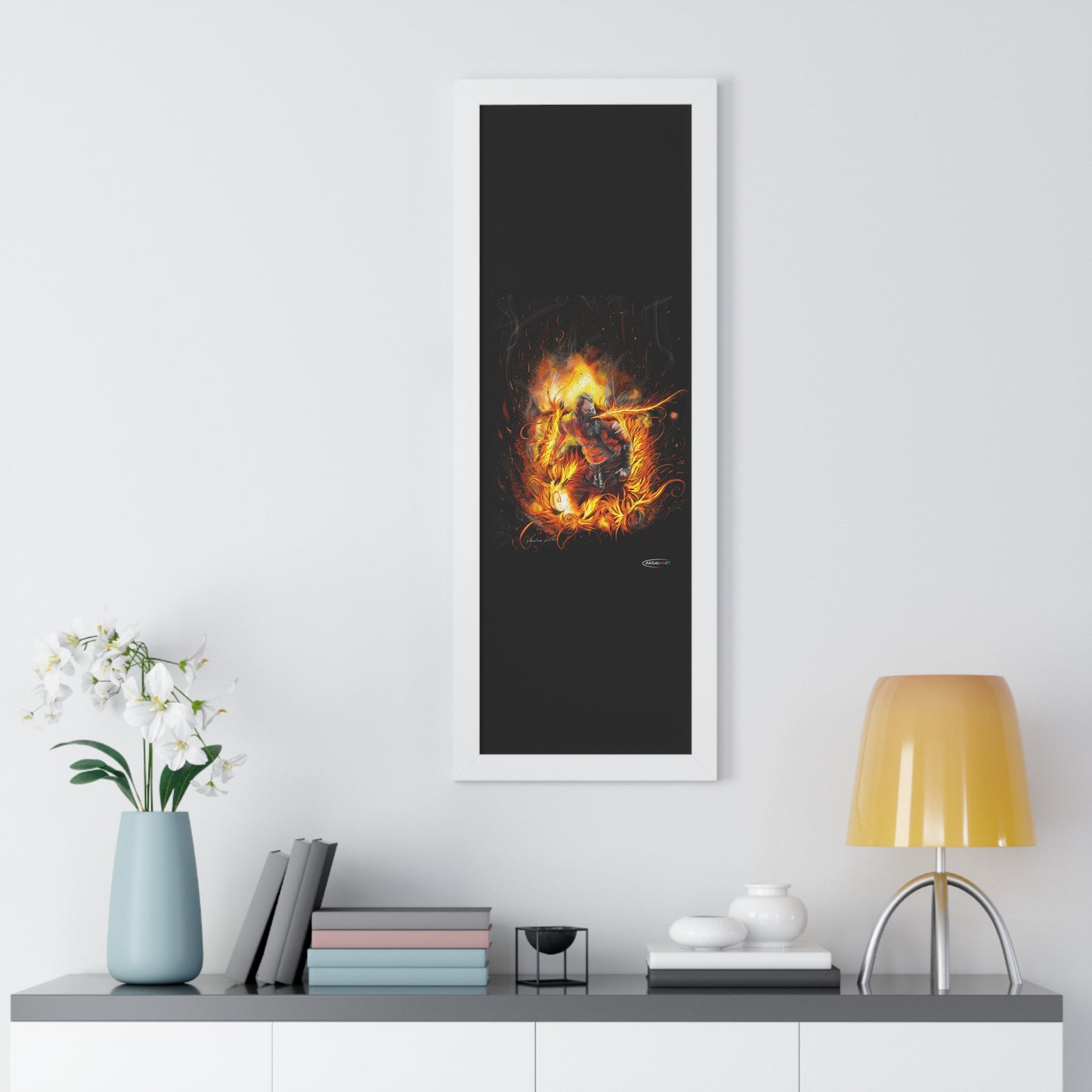 Framed Vertical Poster- mangiafuoco 2