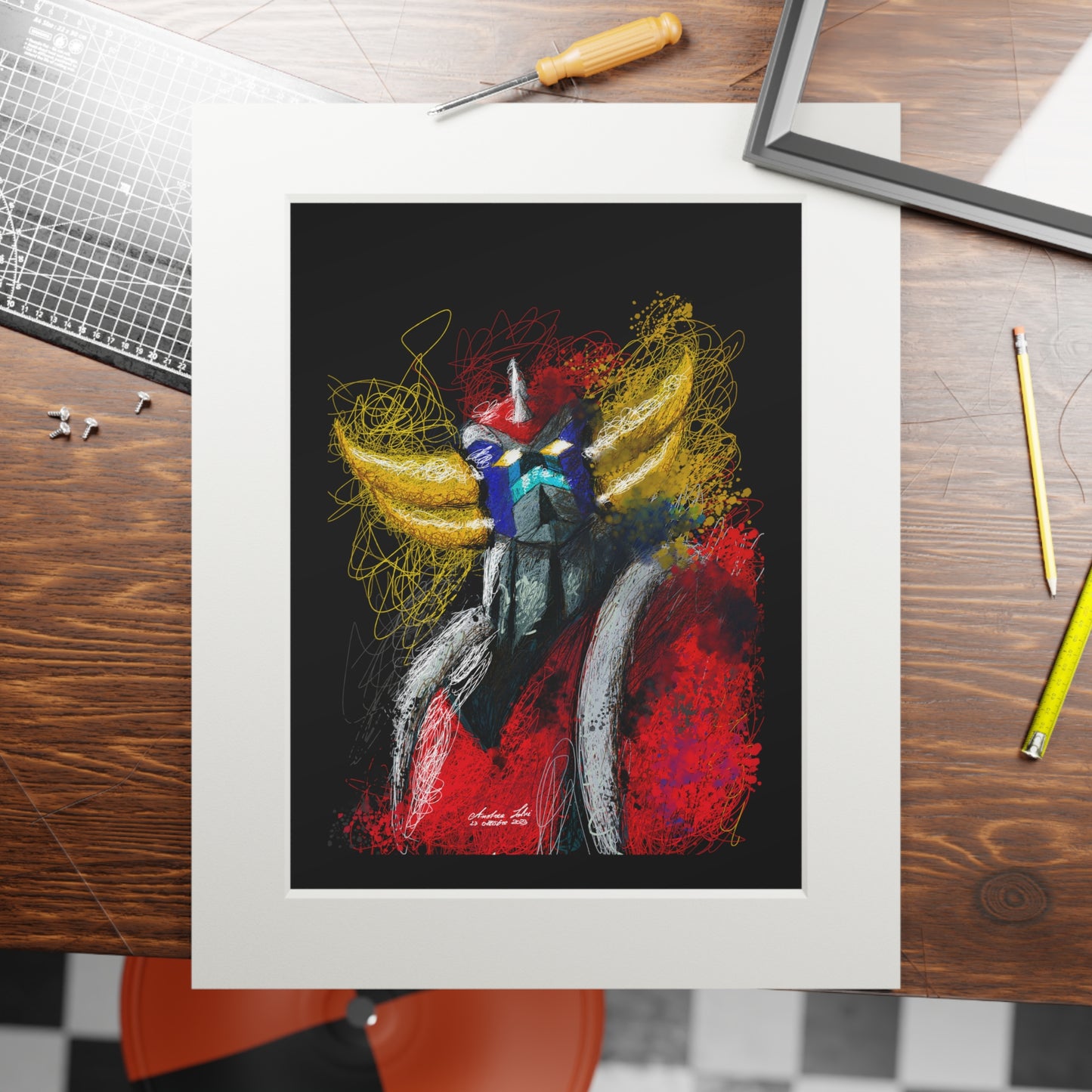 Goldrake, Fine Art Prints (Passepartout Paper Frame)