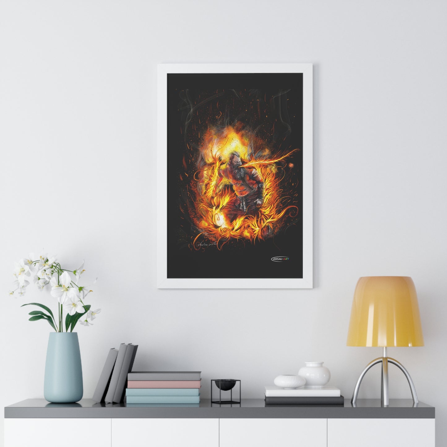 Framed Vertical Poster- mangiafuoco 2