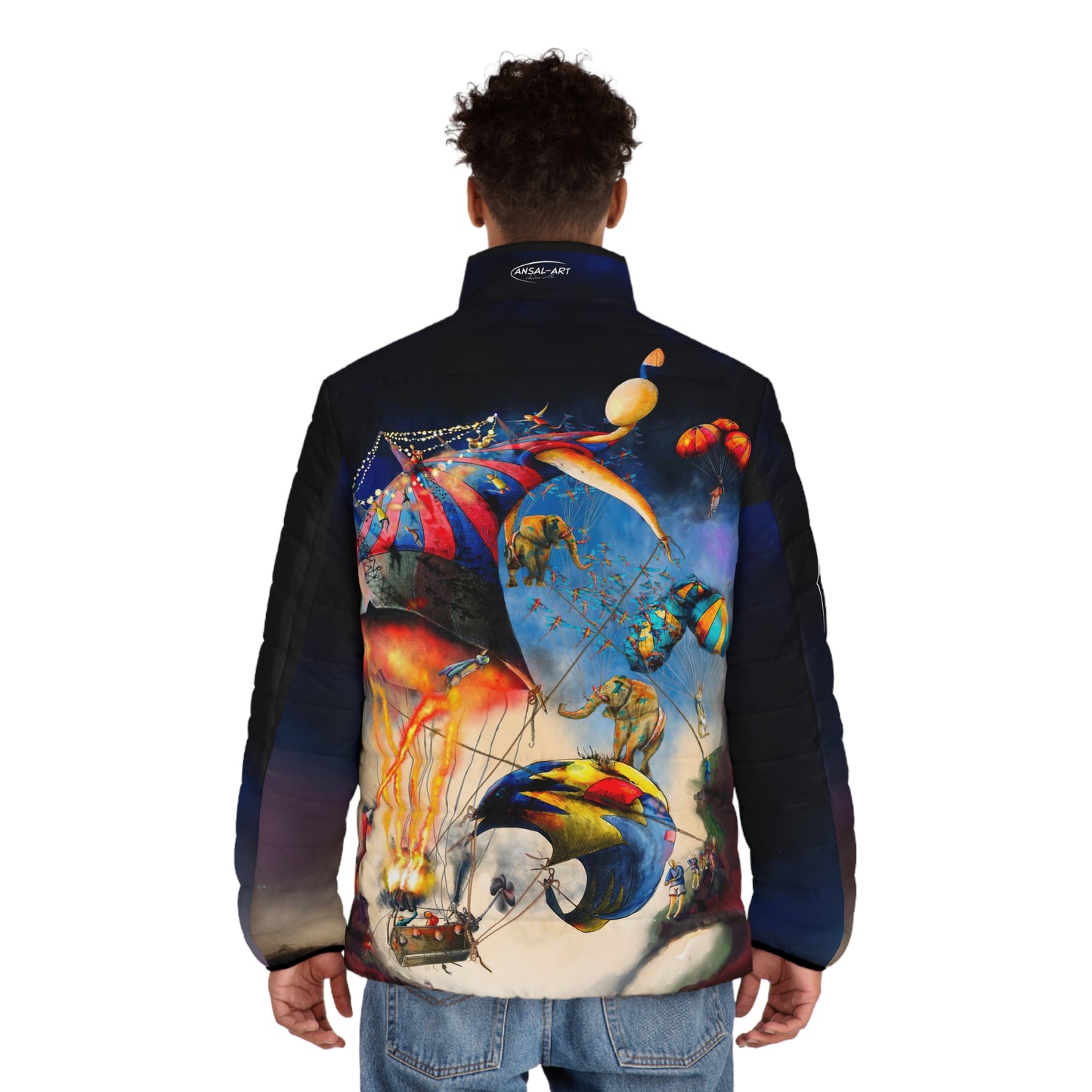Circus-Colorful Men's Puffer Jacket, AOP Jacket for Adventurers, Artistic Winter Coat, Unique Gift for Art Lovers, Trendy Outerwear for Every [...]