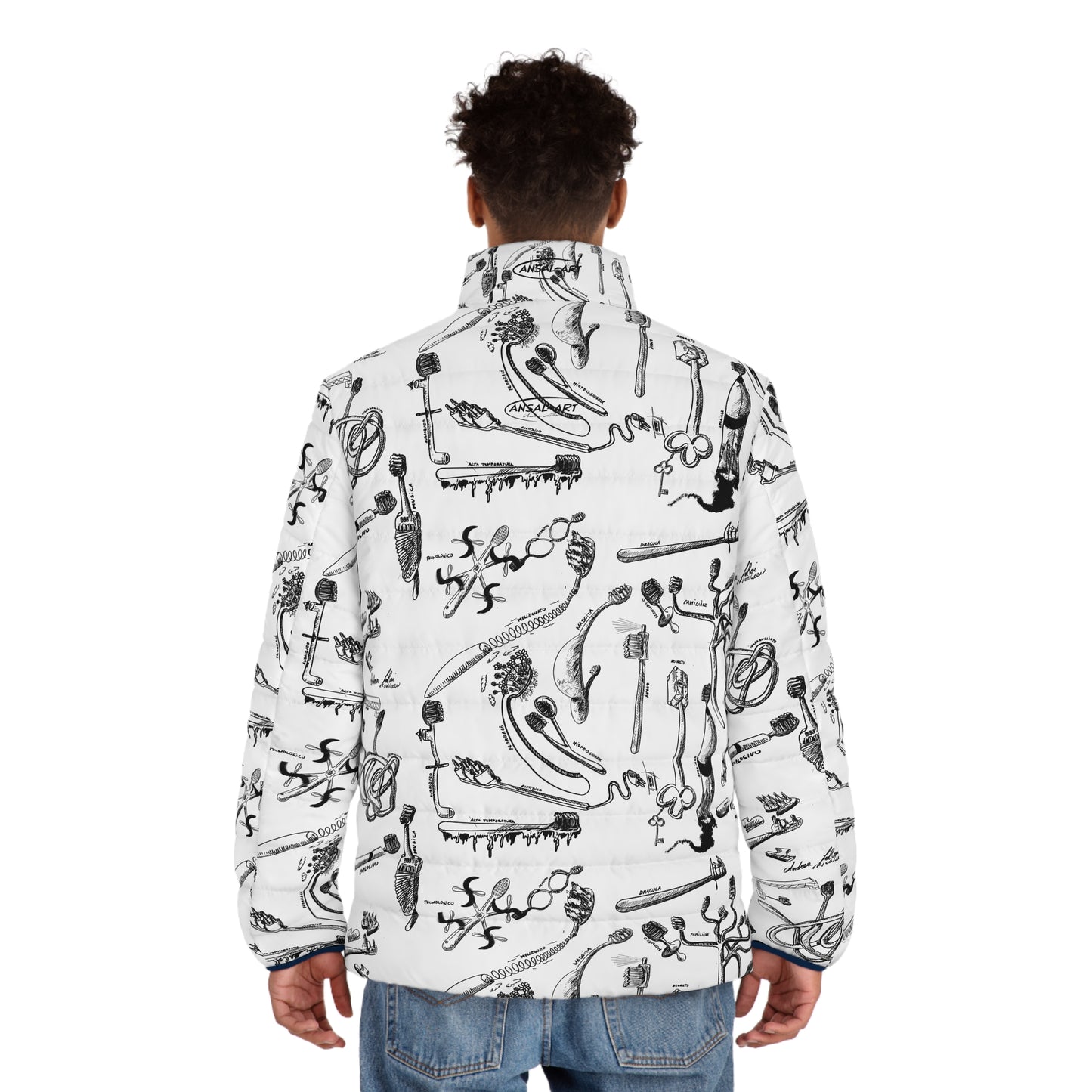 spazzolini-Colorful Men's Puffer Jacket, AOP Jacket for Adventurers, Artistic Winter Coat, Unique Gift for Art Lovers, Trendy Outerwear for Every [...]