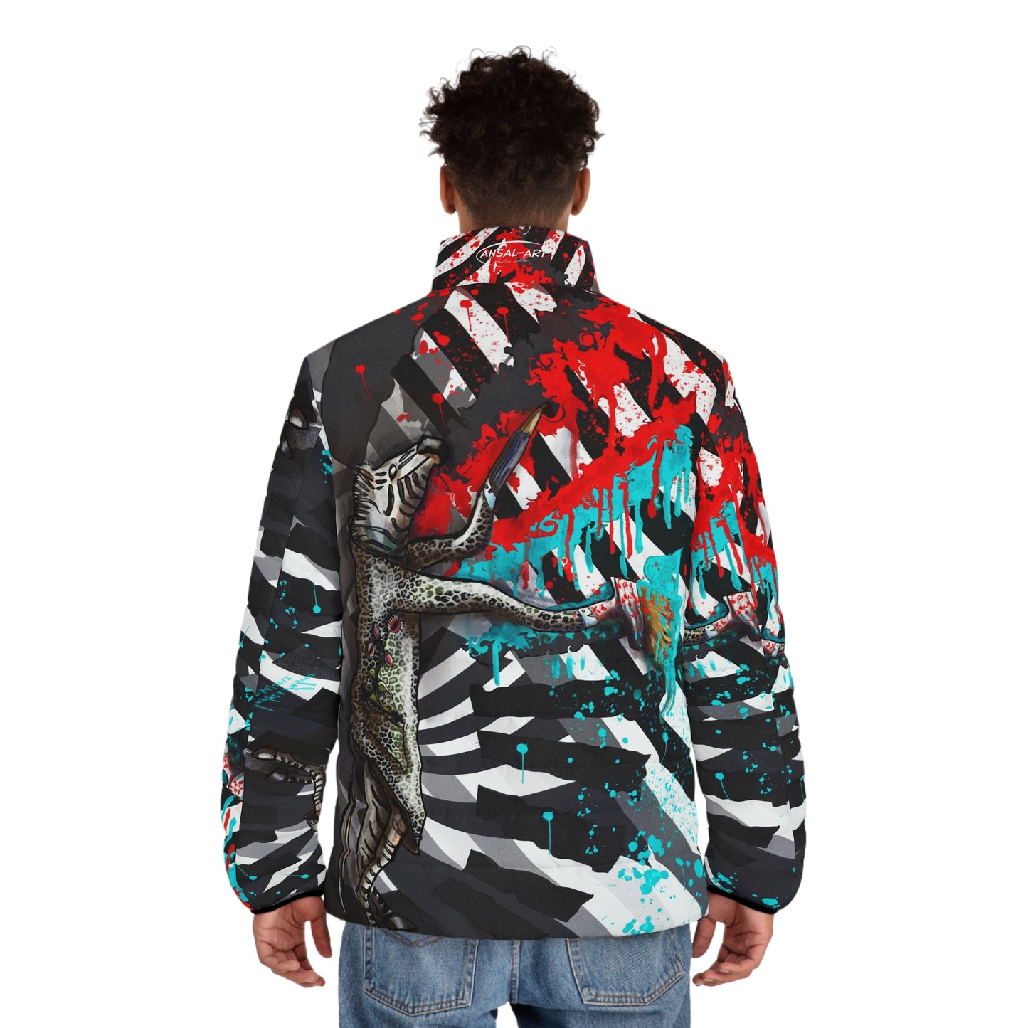 Zebra-Colorful Men's Puffer Jacket, AOP Jacket for Adventurers, Artistic Winter Coat, Unique Gift for Art Lovers, Trendy Outerwear for Every [...]