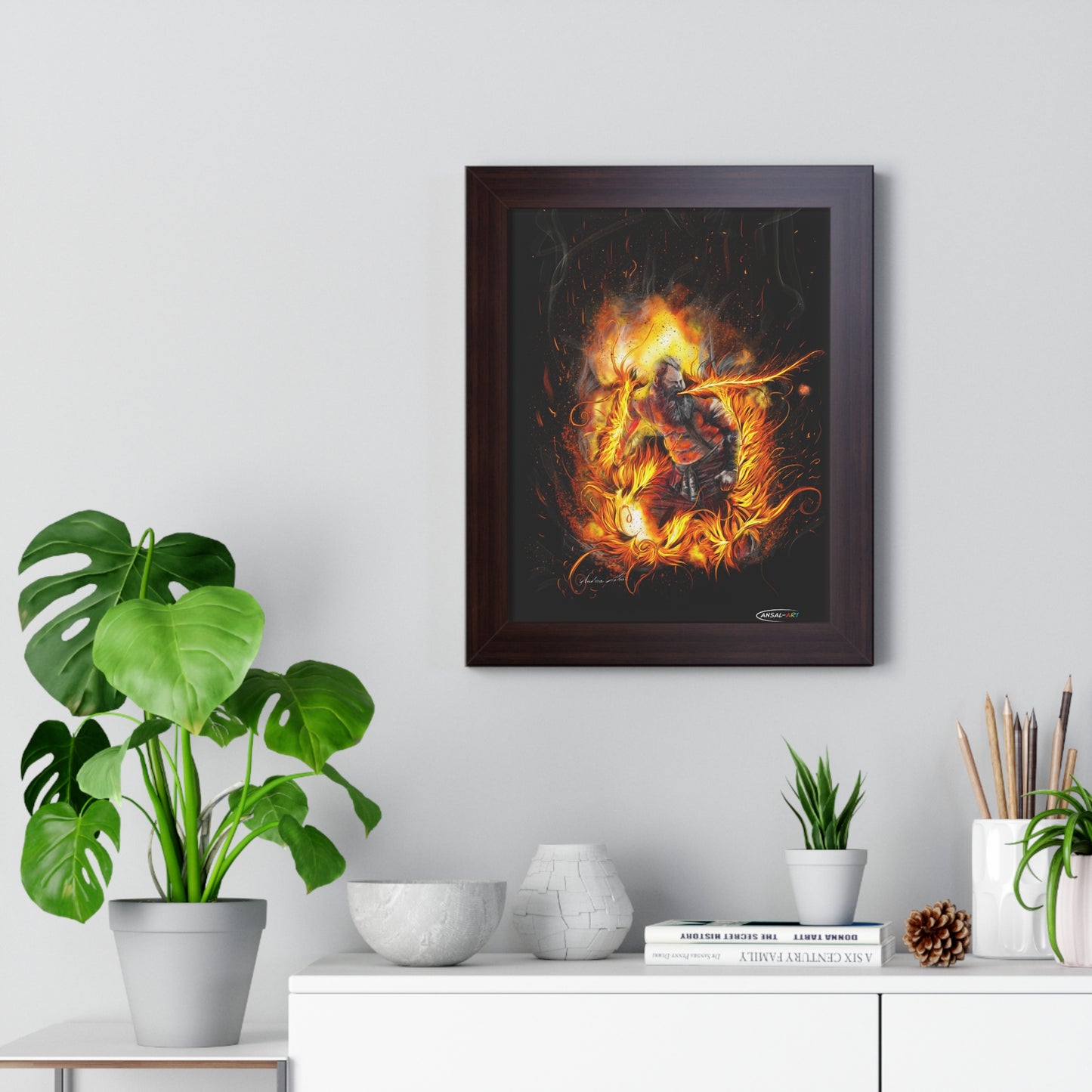 Framed Vertical Poster- mangiafuoco 2