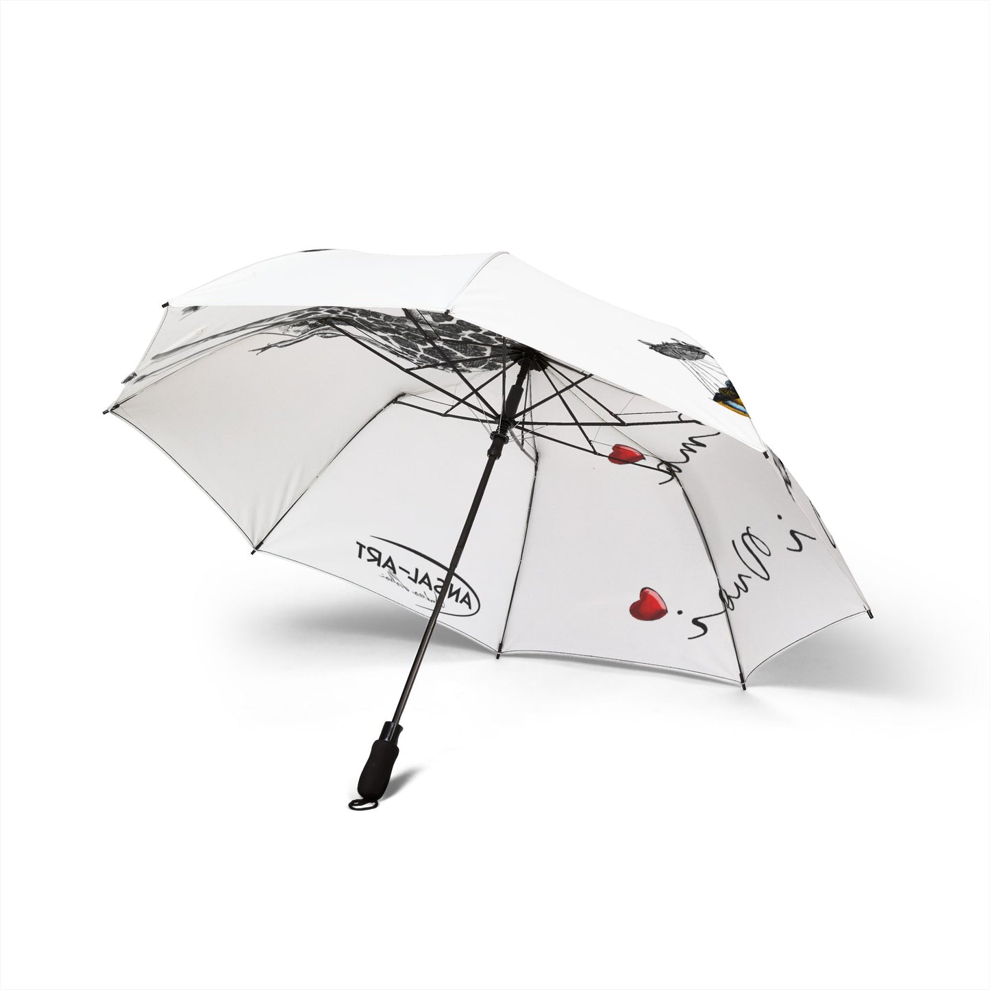 Giraffa ombrello pieghevole in alpaca romantico — "Ama Chi Vuoi" Heart Design