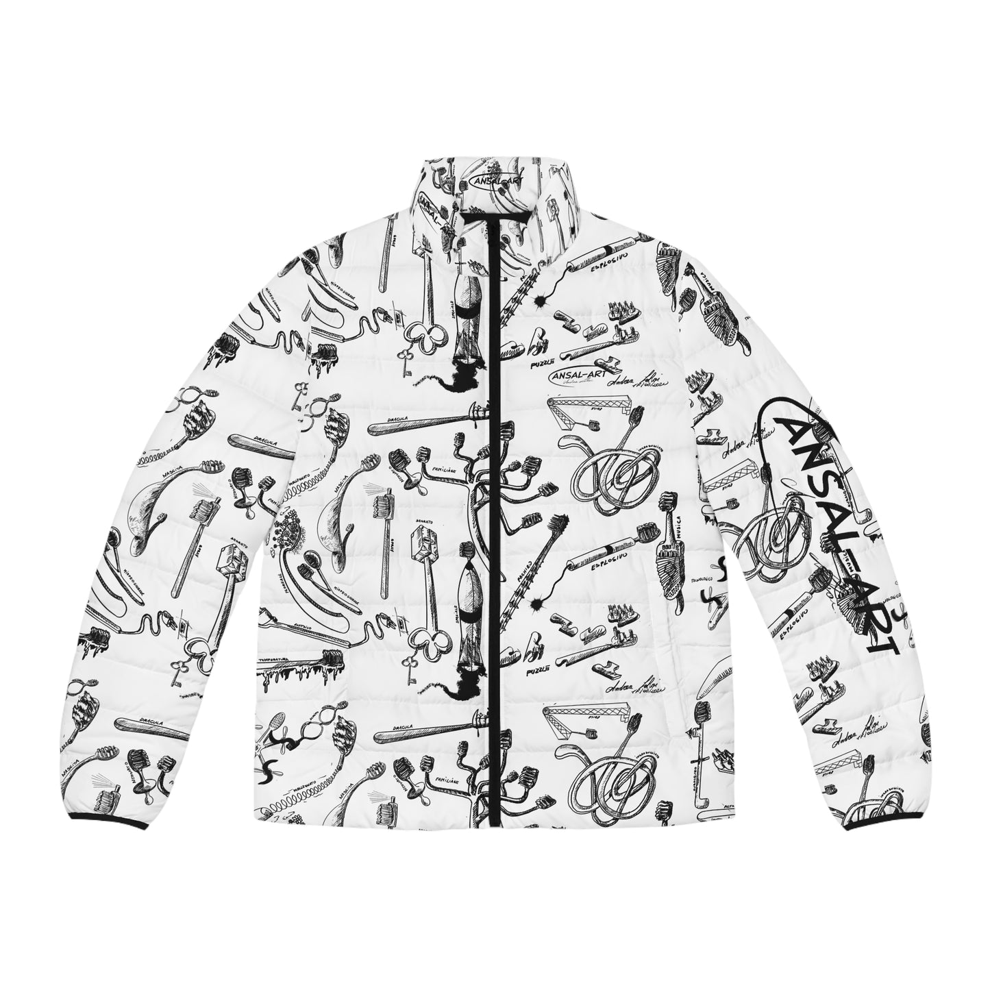 spazzolini-Colorful Men's Puffer Jacket, AOP Jacket for Adventurers, Artistic Winter Coat, Unique Gift for Art Lovers, Trendy Outerwear for Every [...]