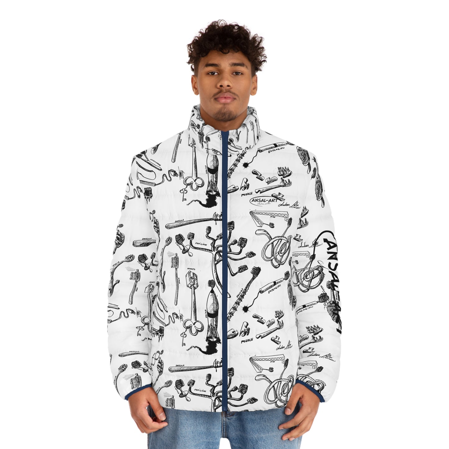 spazzolini-Colorful Men's Puffer Jacket, AOP Jacket for Adventurers, Artistic Winter Coat, Unique Gift for Art Lovers, Trendy Outerwear for Every [...]