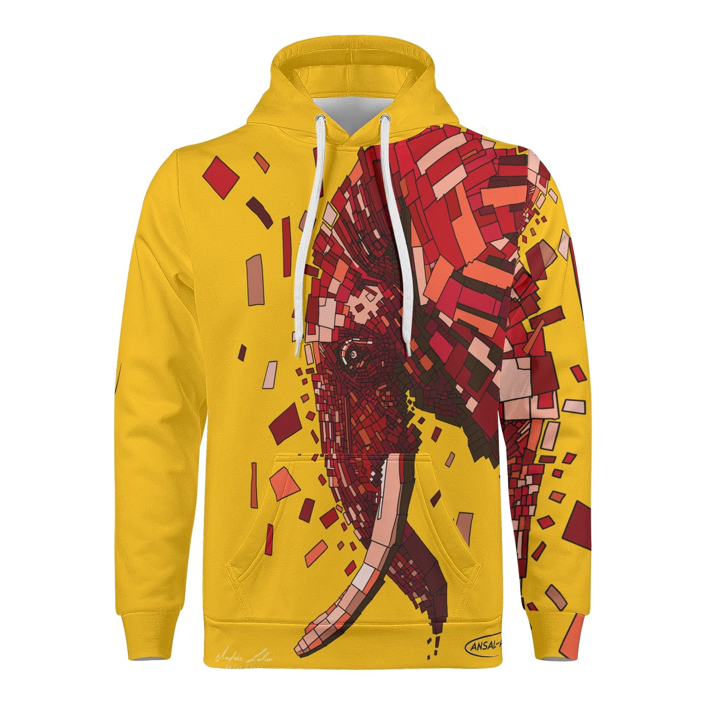 elefante yellow pop custom Mens All Over Print Warm Velvets Pair Of Hoodie