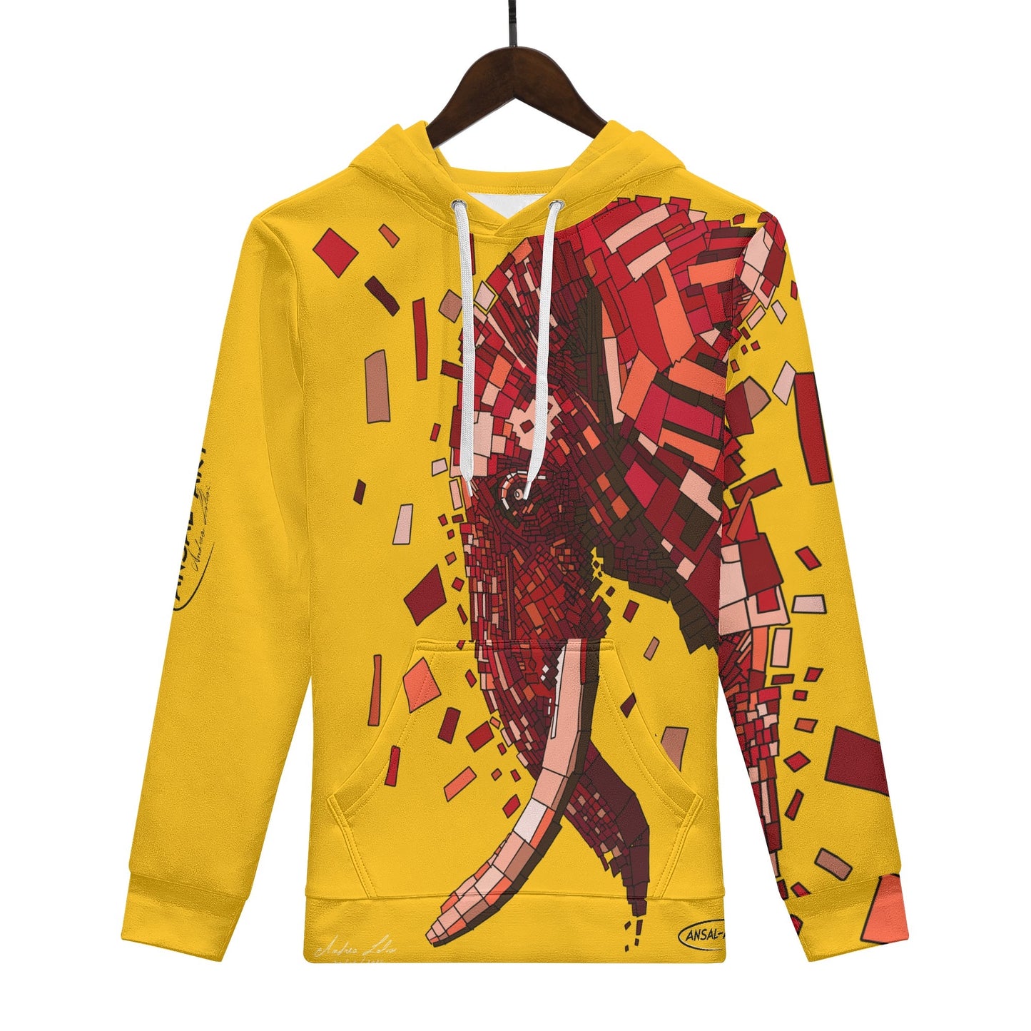 elefante yellow pop custom Mens All Over Print Warm Velvets Pair Of Hoodie