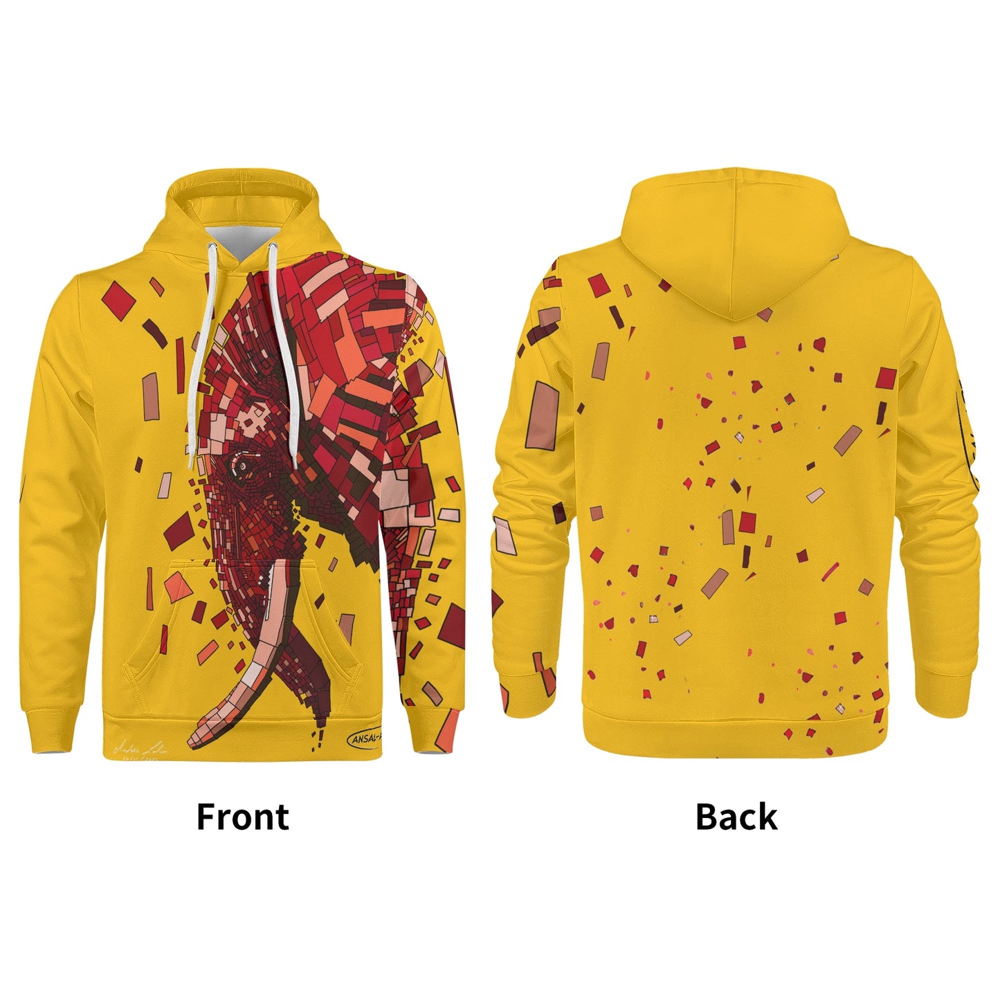 elefante yellow pop custom Mens All Over Print Warm Velvets Pair Of Hoodie