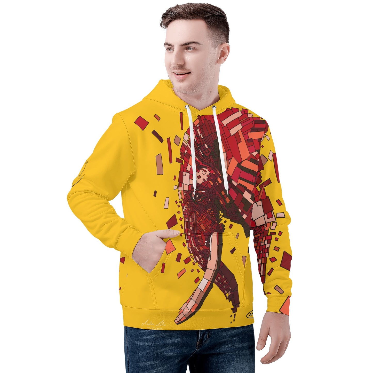 elelfante giallo popcustom Mens All Over Print Warm Velvets Pair Of Hoodie