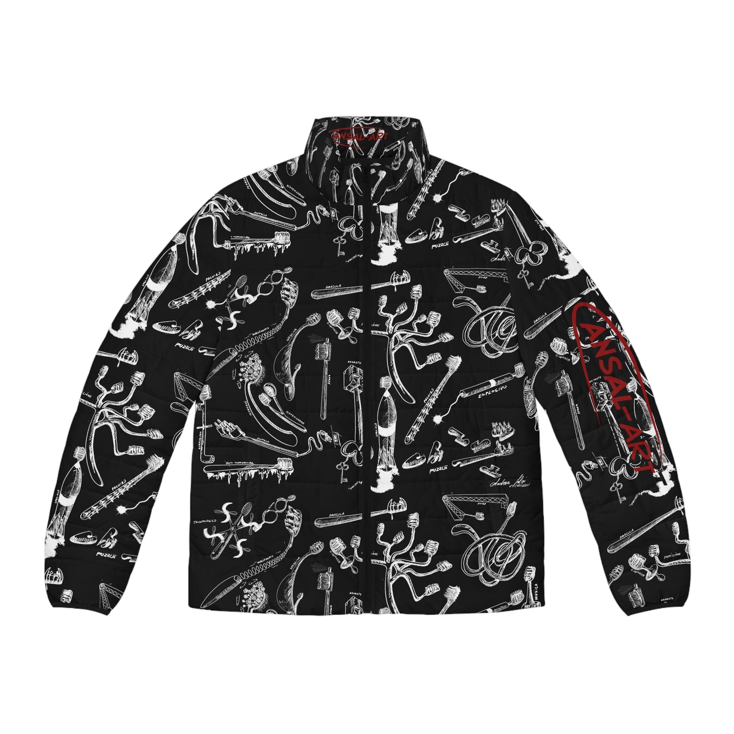 Colorful Men's Puffer Jacket, AOP Jacket for Adventurers, Artistic Winter Coat, Unique Gift for Art Lovers, Trendy Outerwear for Every [...]