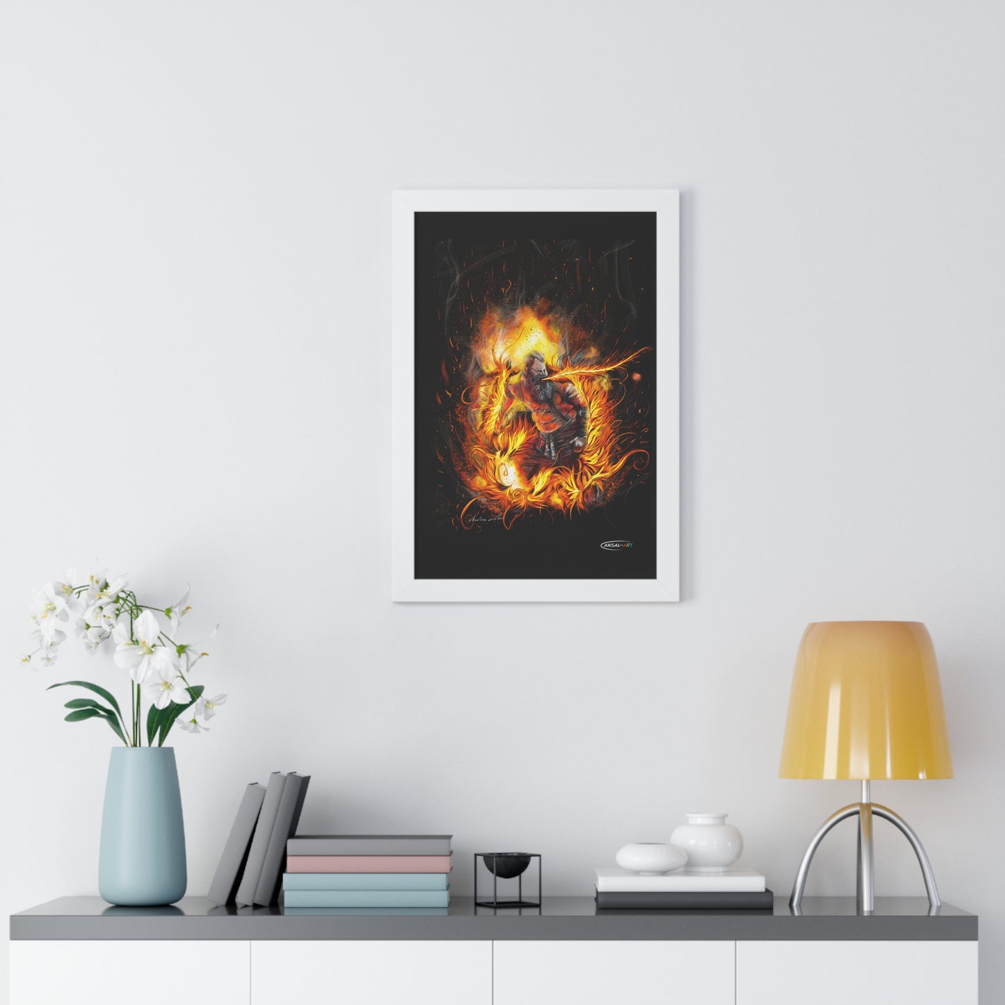 Framed Vertical Poster- mangiafuoco 2