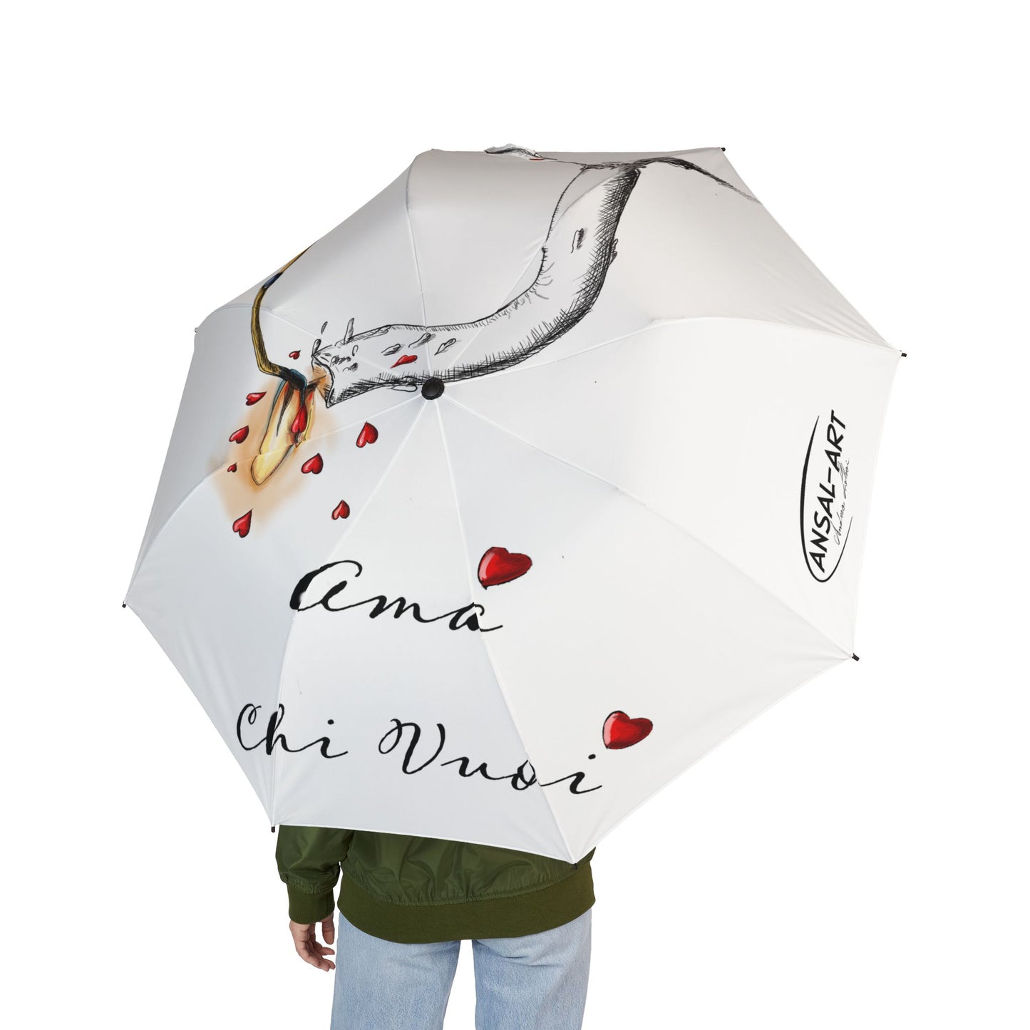 candela ombrello pieghevole in alpaca romantico — "Amo Chi Vuoi" Heart Design