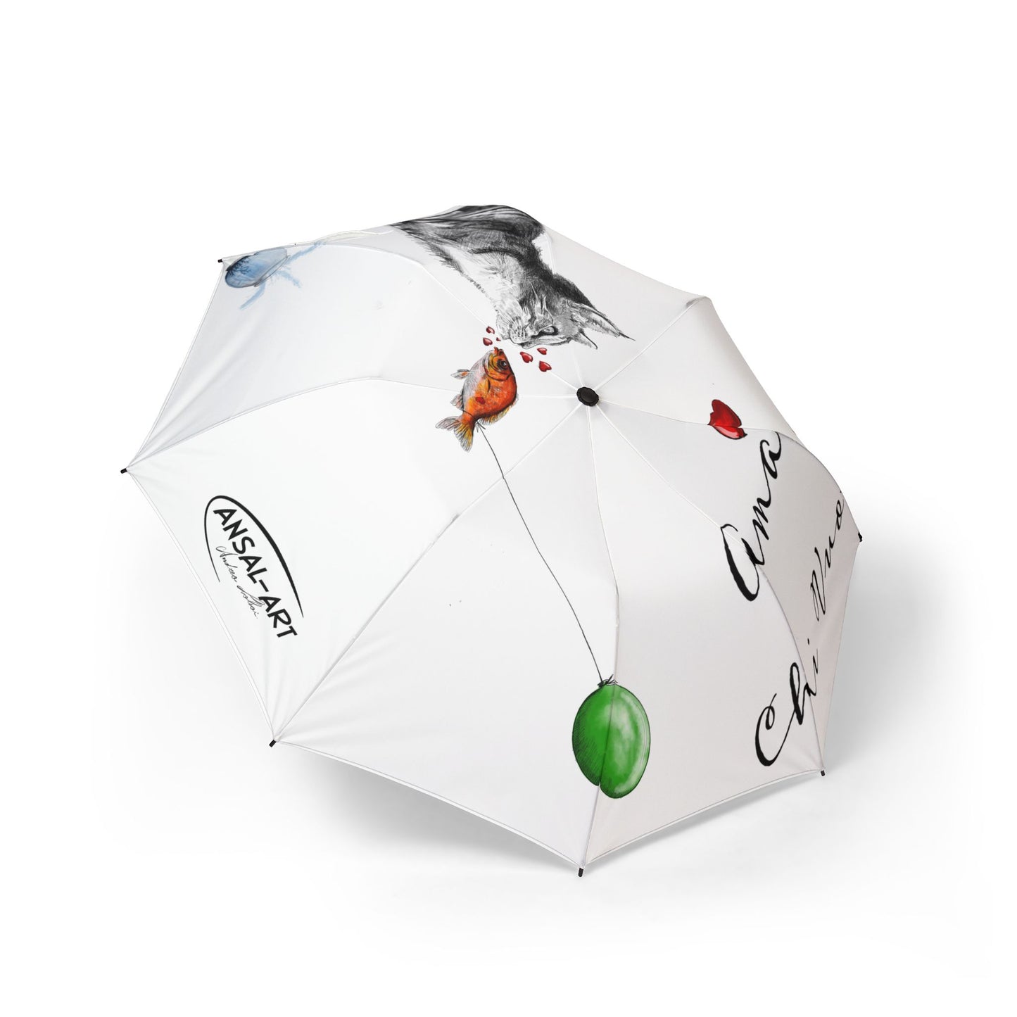 gatto Romantic Alpaca Foldable Umbrella — "Ama Chi Vuoi" Heart Design