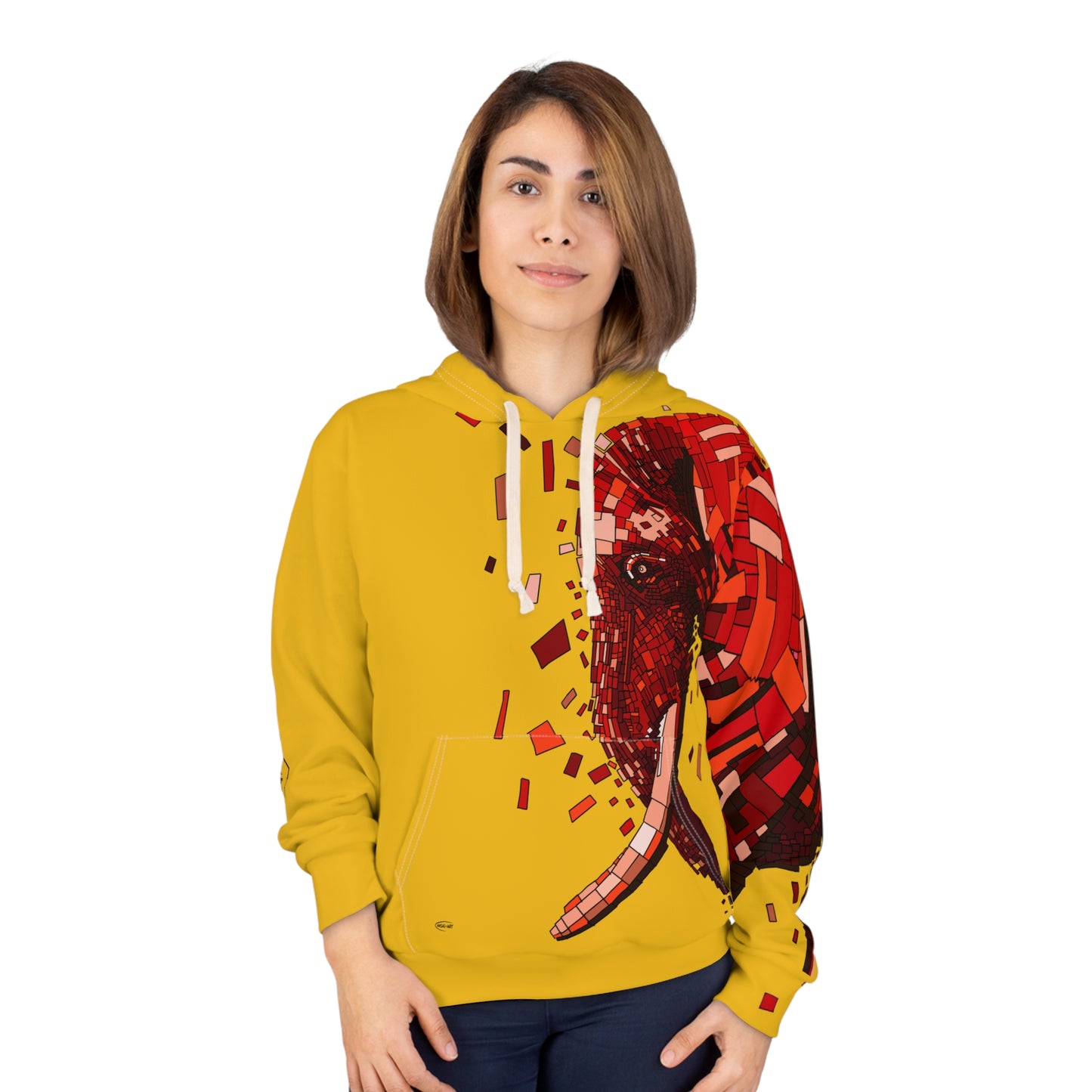 Elephant yellow-Unisex Pullover Hoodie (AOP)