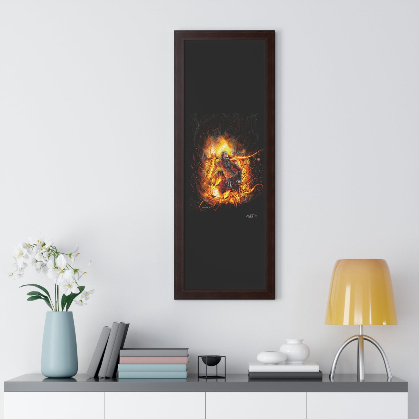 Framed Vertical Poster- mangiafuoco 2