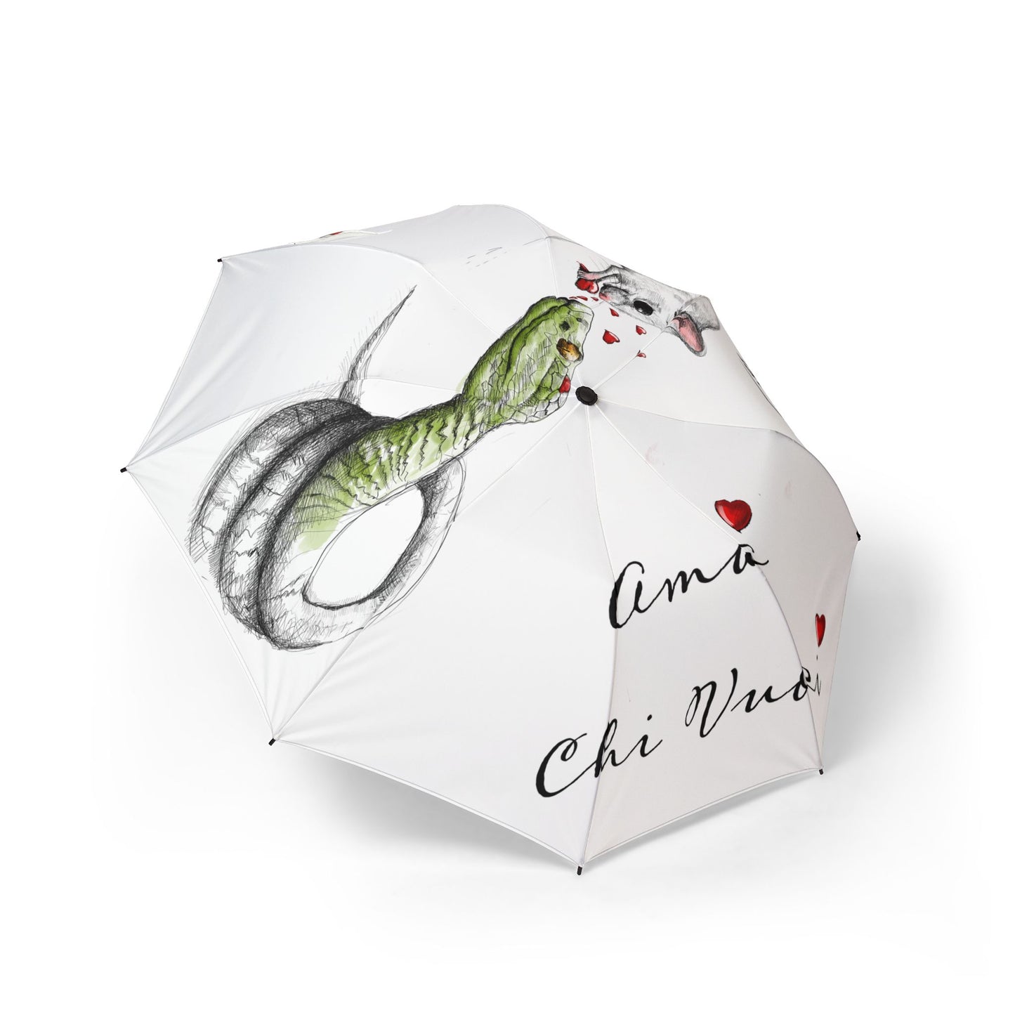 topo Romantic Alpaca Foldable Umbrella — "Amo Chi Vuoi" Heart Design