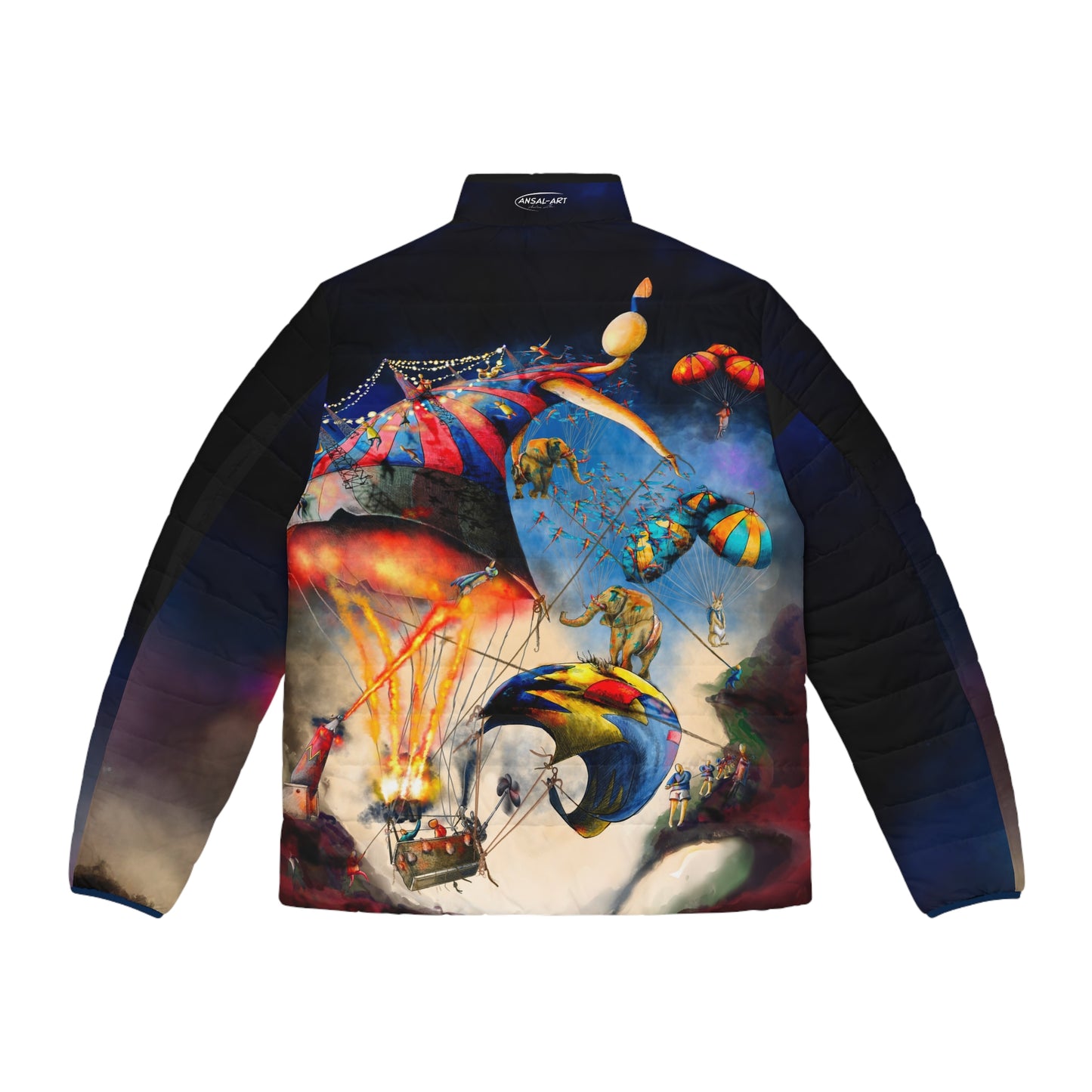 Circus-Colorful Men's Puffer Jacket, AOP Jacket for Adventurers, Artistic Winter Coat, Unique Gift for Art Lovers, Trendy Outerwear for Every [...]