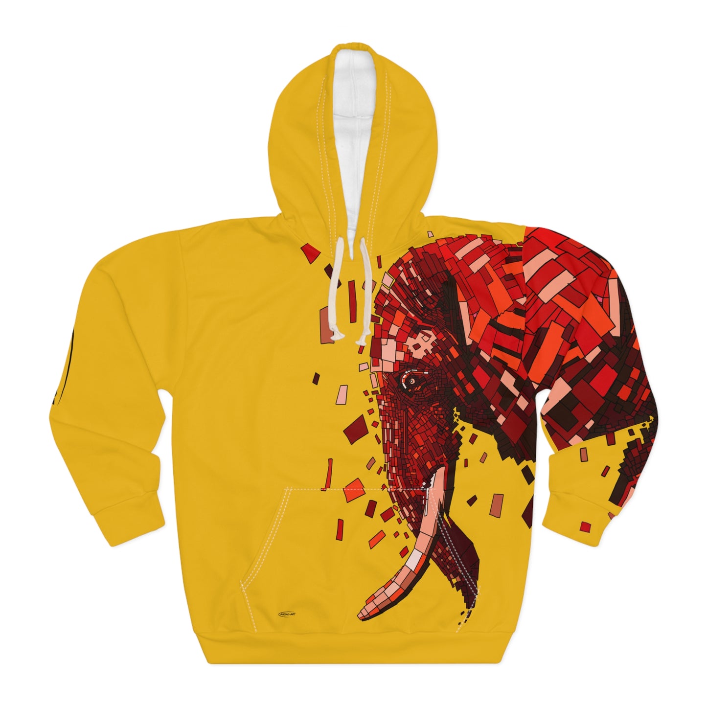 Elephant yellow-Unisex Pullover Hoodie (AOP)