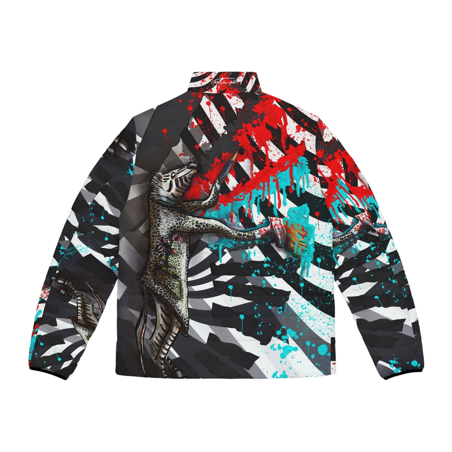 Zebra-Colorful Men's Puffer Jacket, AOP Jacket for Adventurers, Artistic Winter Coat, Unique Gift for Art Lovers, Trendy Outerwear for Every [...]