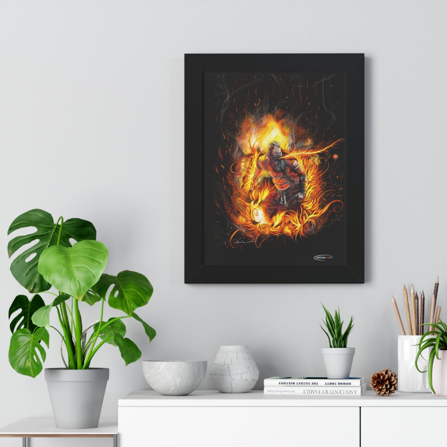 Framed Vertical Poster- mangiafuoco 2