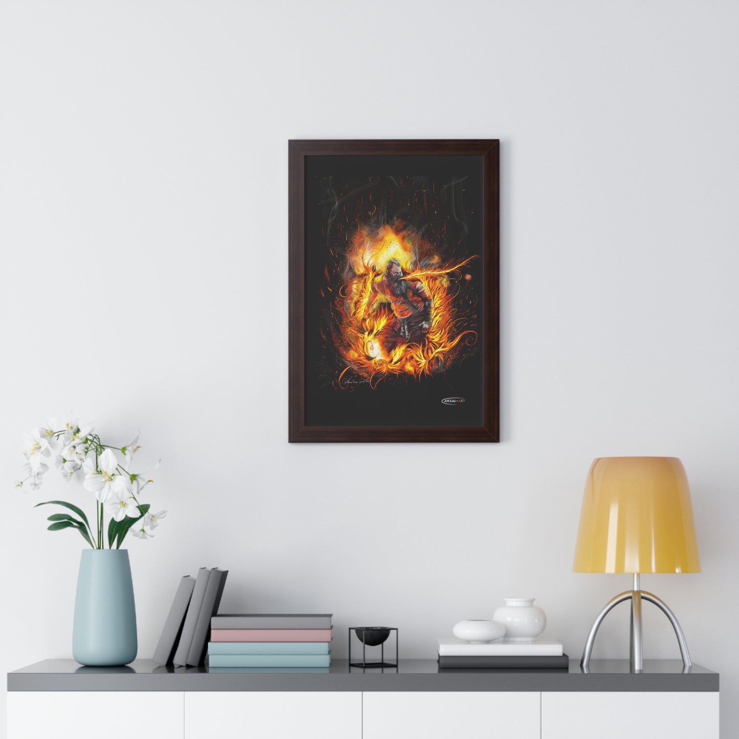 Framed Vertical Poster- mangiafuoco 2